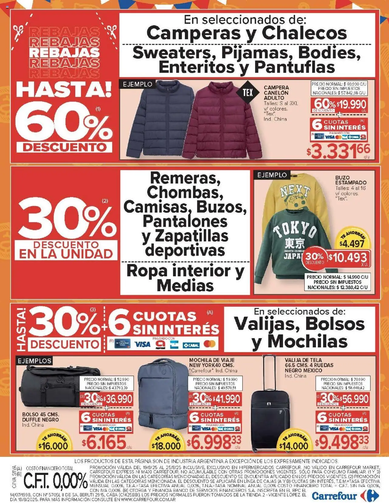 Carrefour ofertas │ válido desde el 19.08.2025 | Página: 23 | Productos: Campera, Banco, Ropa, Pantalones