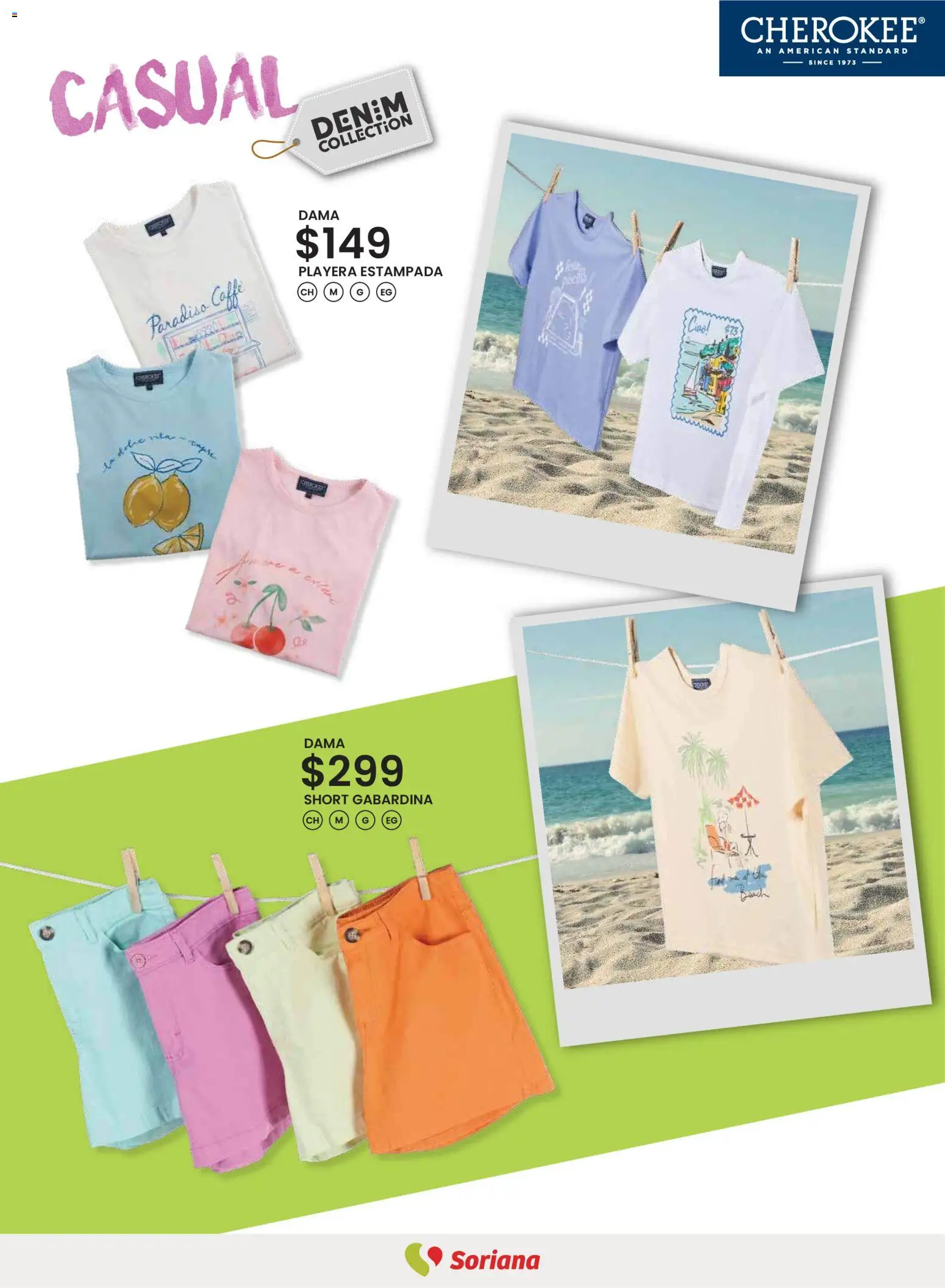 Nuevas ofertas de Soriana válidas en toda la República Mexicana desde el 12.03.2026. ¡Encuentra las mejores ofertas en Soriana Catálogo Primavera Verano Híper Nacional! | Página: 23 | Productos: Playera, Short