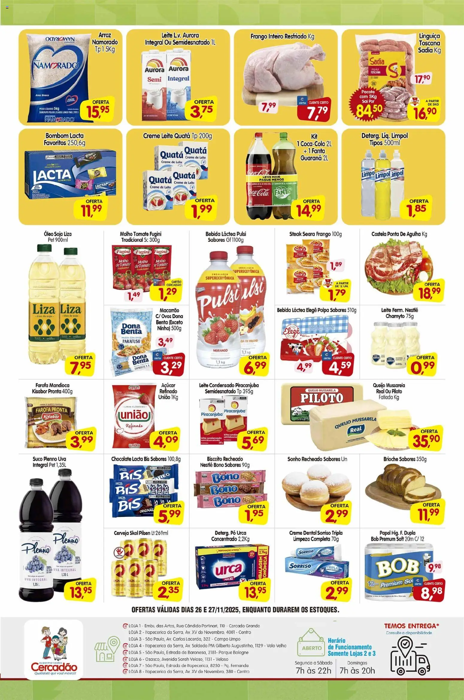 Cercadão Folheto - válido de 26.11.2025 | Página: 2 | Produtos: Mandioca, Linguiça, Macarrão, Soja