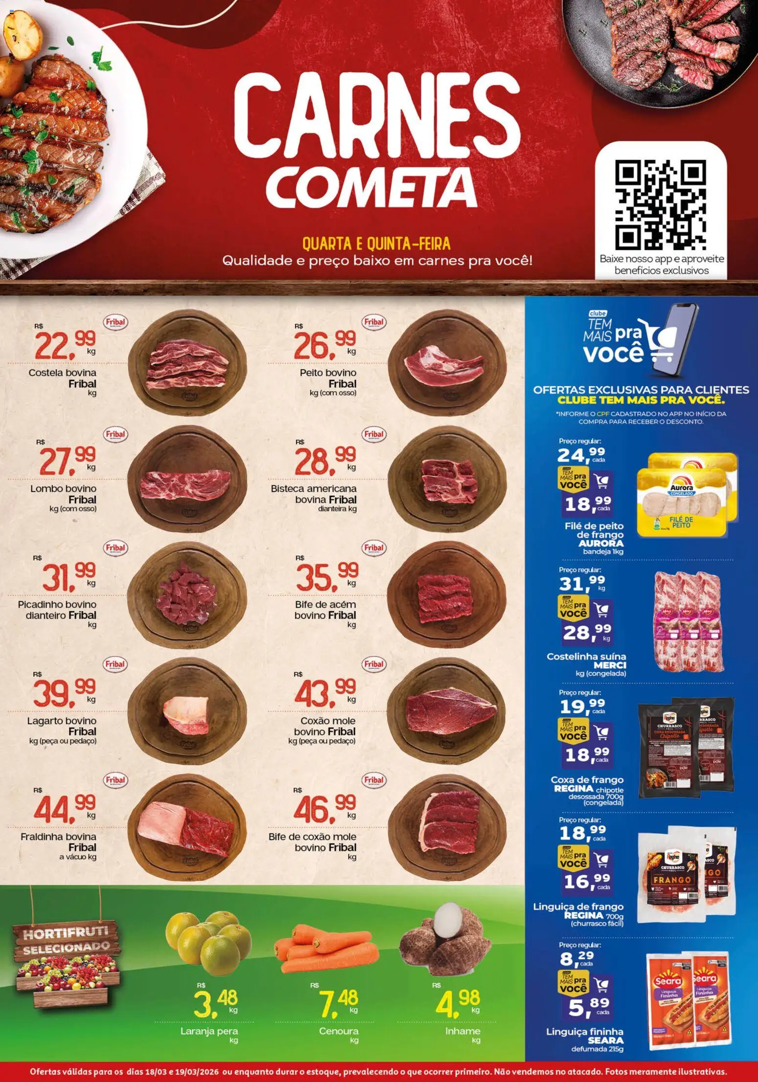 Cometa Supermercados Folheto - válido de 18.03.2026 | Página: 1 | Produtos: Pera, Linguiça, Acém, Cenoura