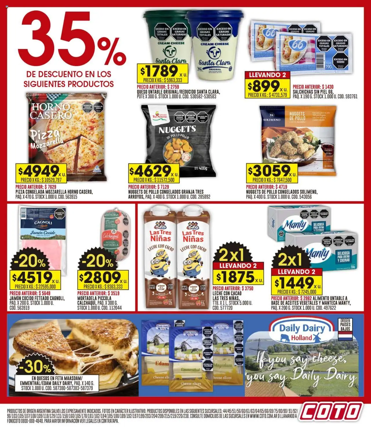 Coto ofertas │ válido desde el 11.08.2025 | Página: 7 | Productos: Queso, Jamón, Pizza, Cacao