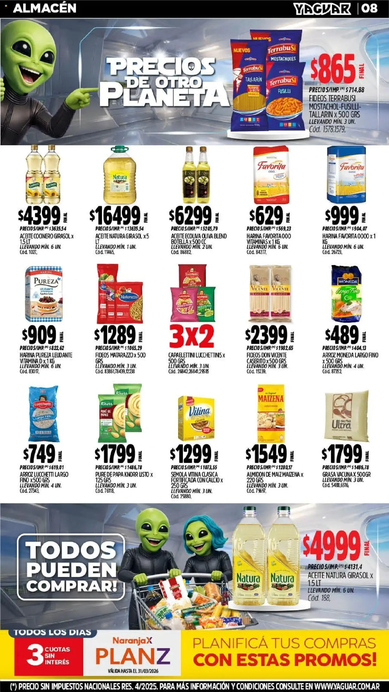 Yaguar - Oferta Semanal Neuquen │ válido desde el 09.03.2026 | Página: 8 | Productos: Botella, Oliva, Arroz, Fideos