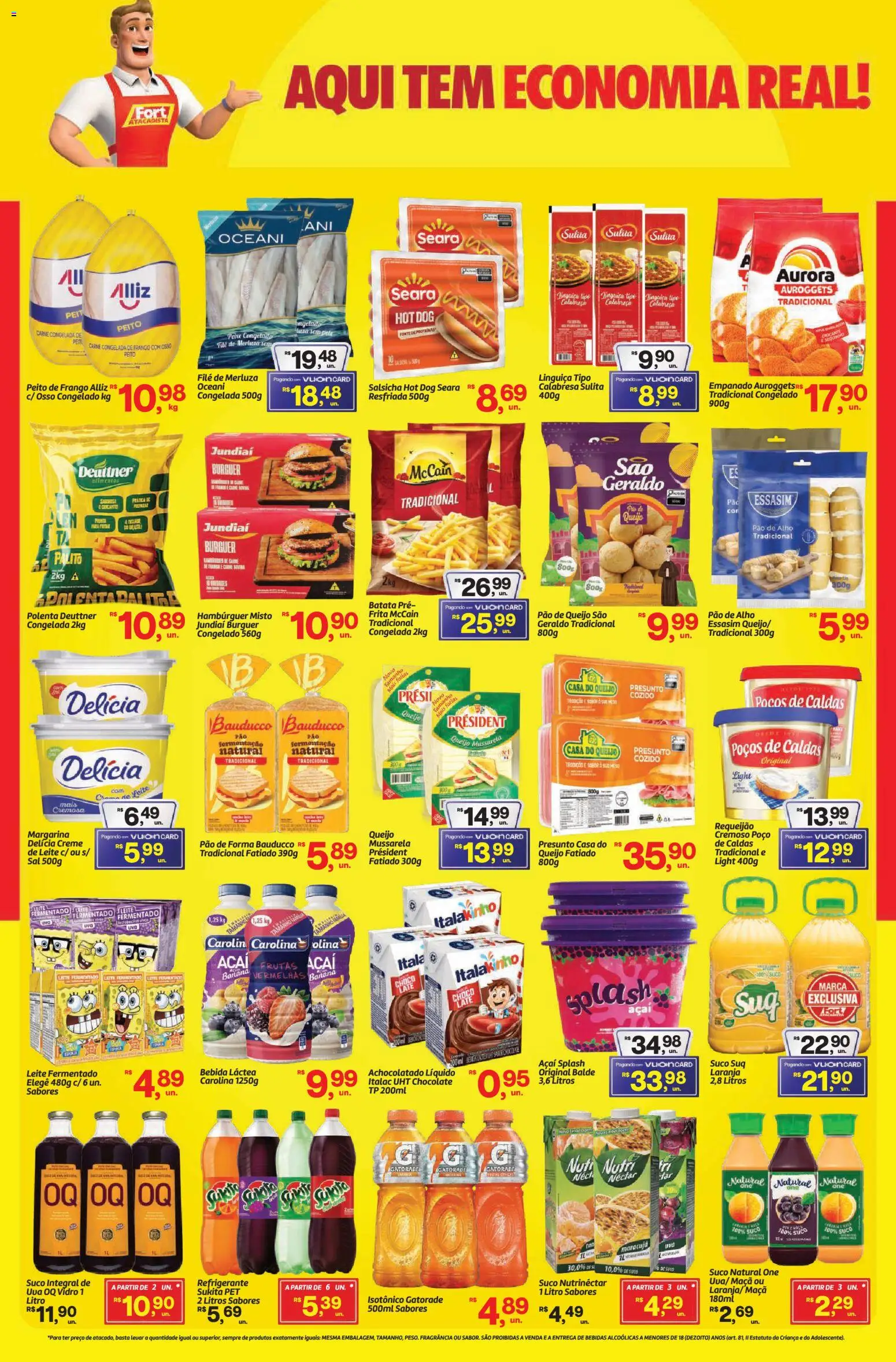 Fort Atacadista Folheto - válido de 20.04.2026 | Página: 3 | Produtos: Pão de forma, Sal, Mussarela, Peito de frango