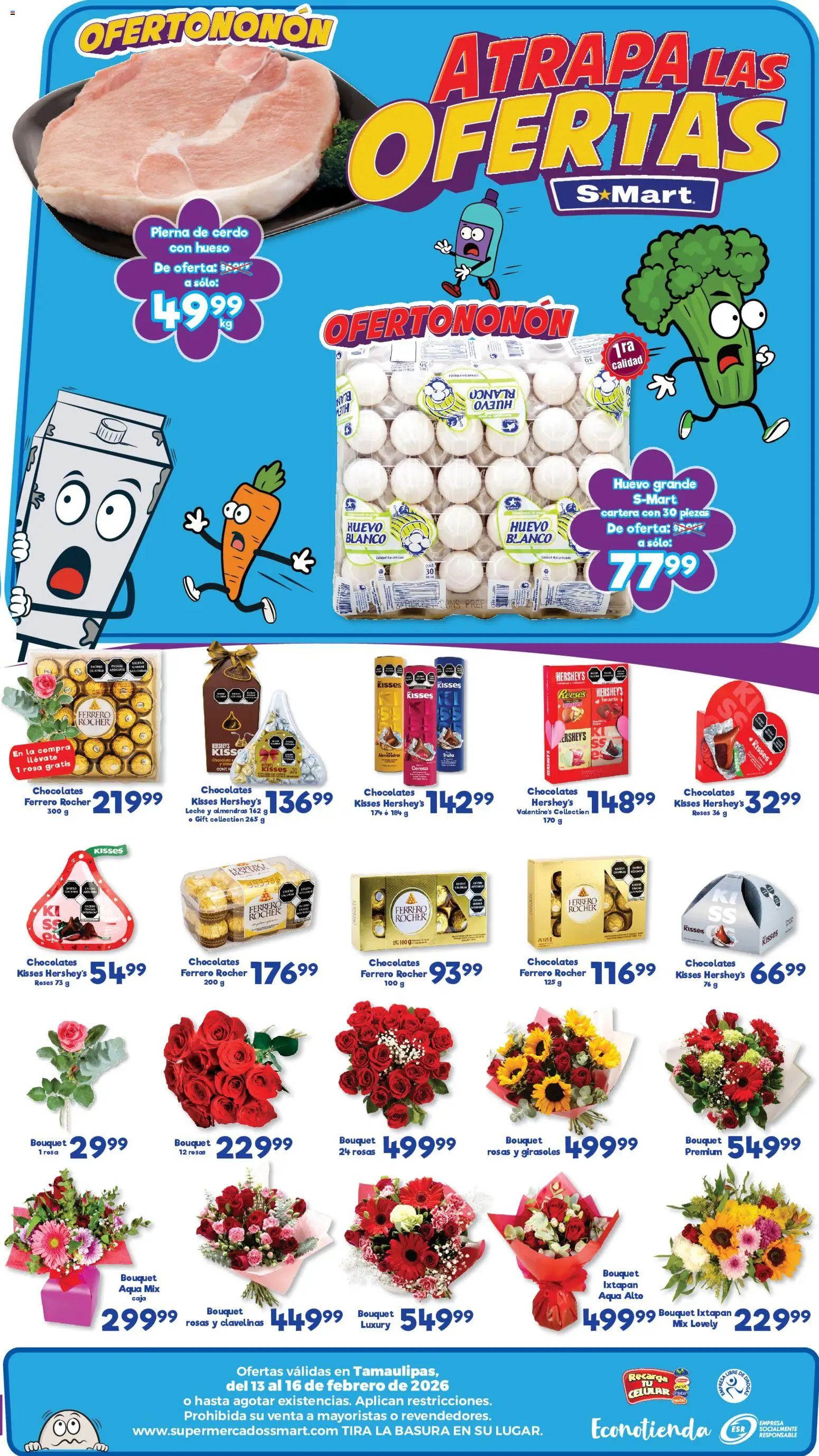 Nuevas ofertas de S-Mart válidas en toda la República Mexicana desde el 13.02.2026. ¡Encuentra las mejores ofertas en S-Mart folleto Ofertas de feria Nuevo Laredo! | Página: 2 | Productos: Almendras, Huevo, Leche, Cerdo
