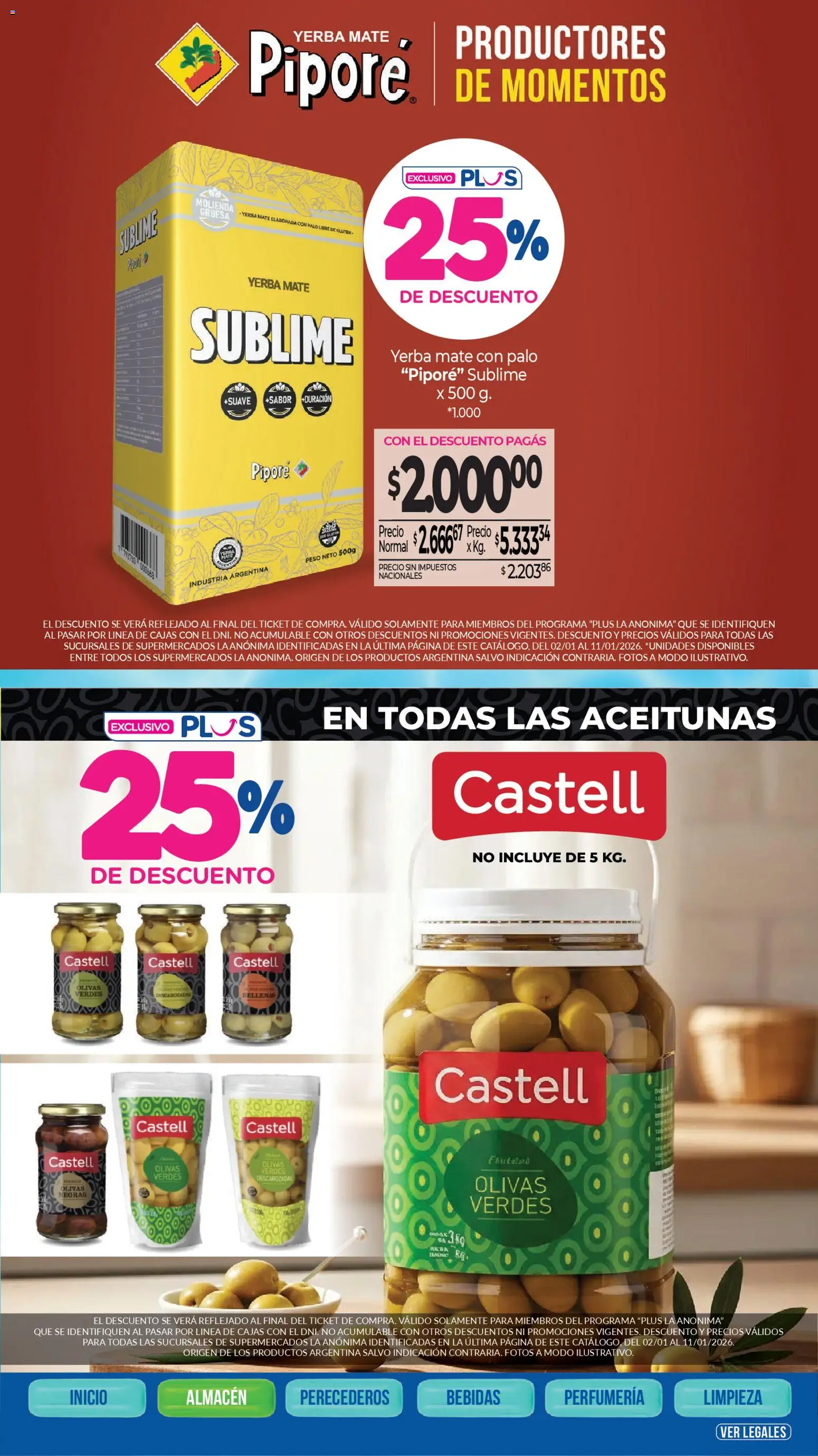 La Anonima - catalogos │ válido desde el 02.01.2026 | Página: 5 | Productos: Mate, Peso, Yerba, Aceitunas