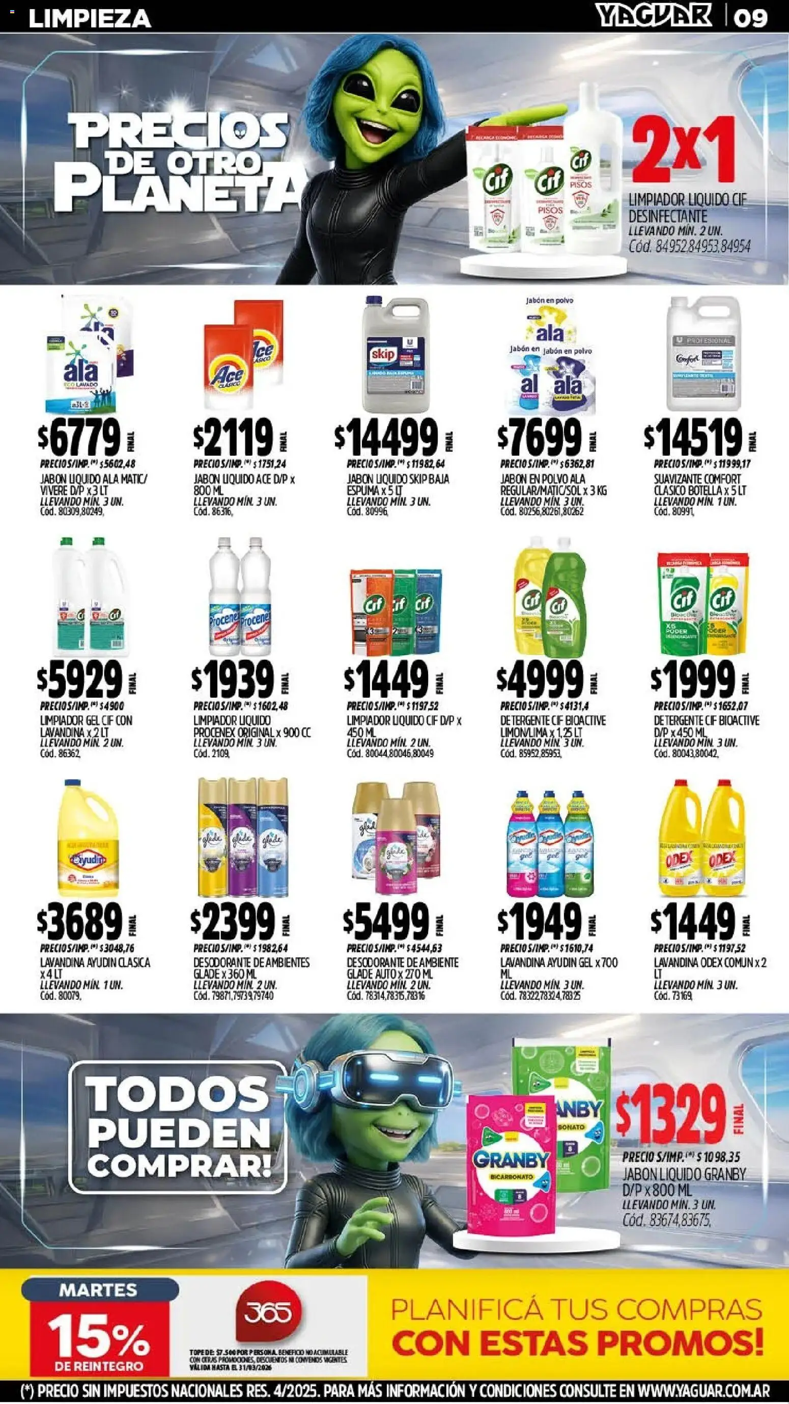 Yaguar - Oferta Semanal Chaco │ válido desde el 09.03.2026 | Página: 9 | Productos: Desodorante de ambiente, Botella, Polvo, Limpiador