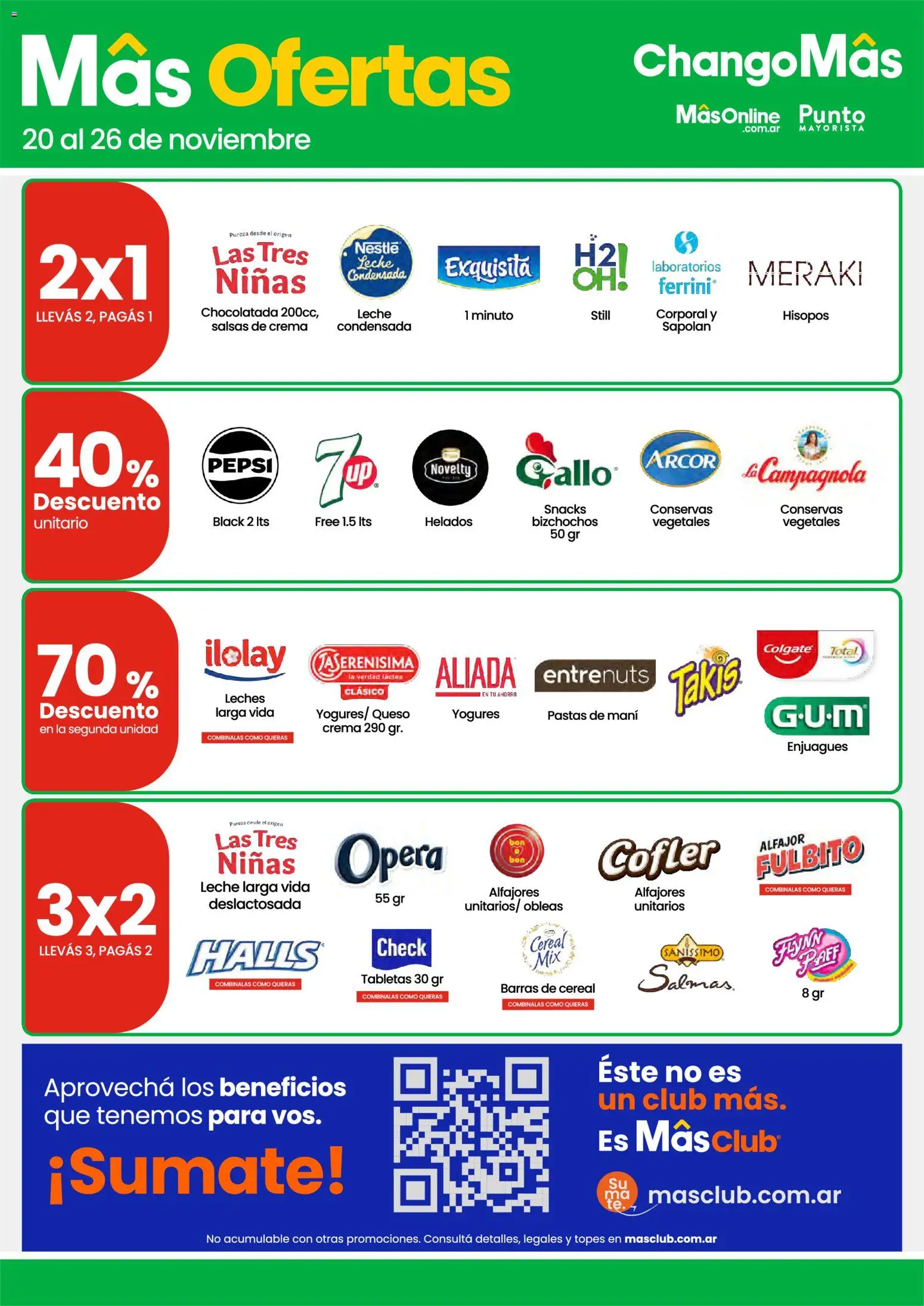 Changomas ofertas │ válido desde el 20.11.2025 | Página: 4 | Productos: Mani, Leche, Queso, Crema