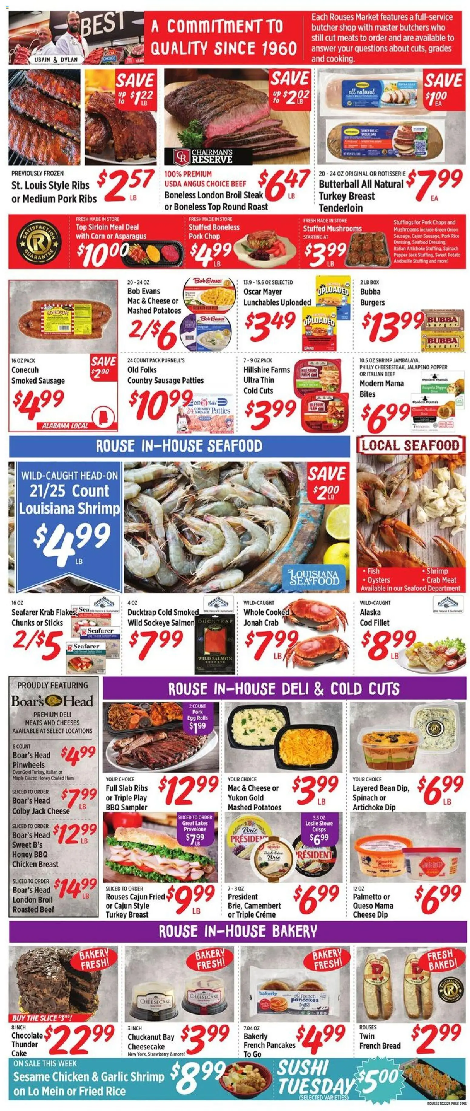 Rouses Weekly Ad - MS - valid from 22.10.2025 | Page: 4 | Products: Pork, Beef, Sausage, Bakerly