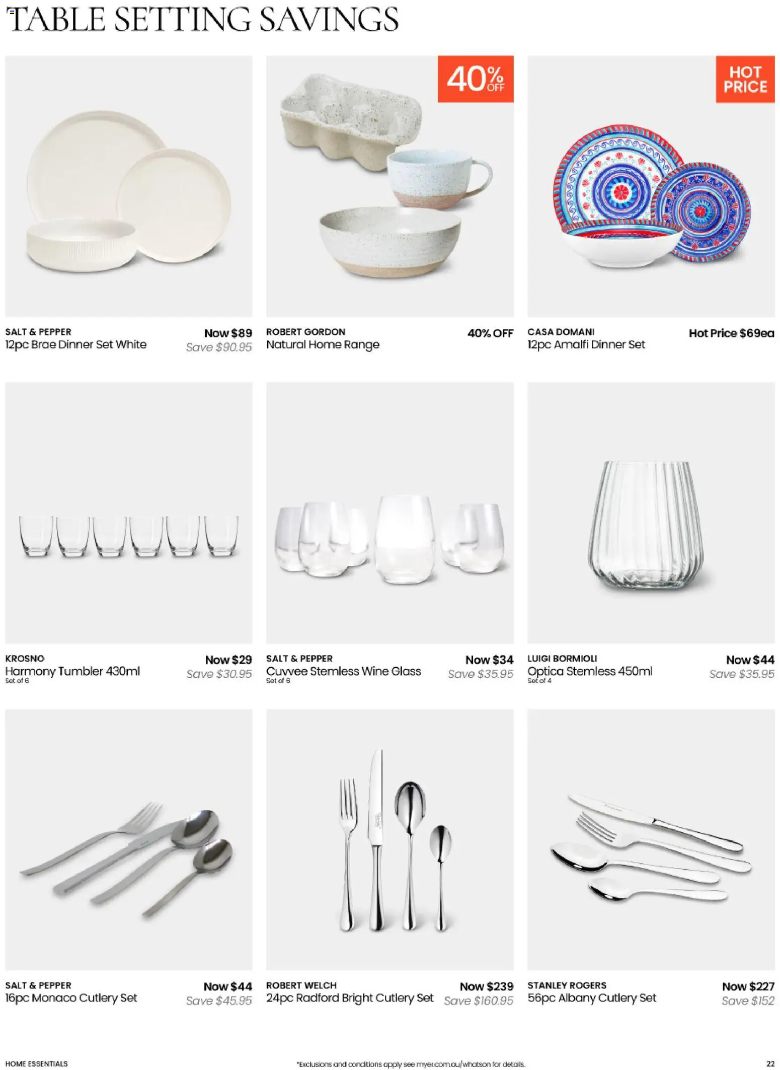 Myer catalogue - valid from 10.02.2026 | Page: 22 | Products: Dinner set, Wine, Salt, Pepper