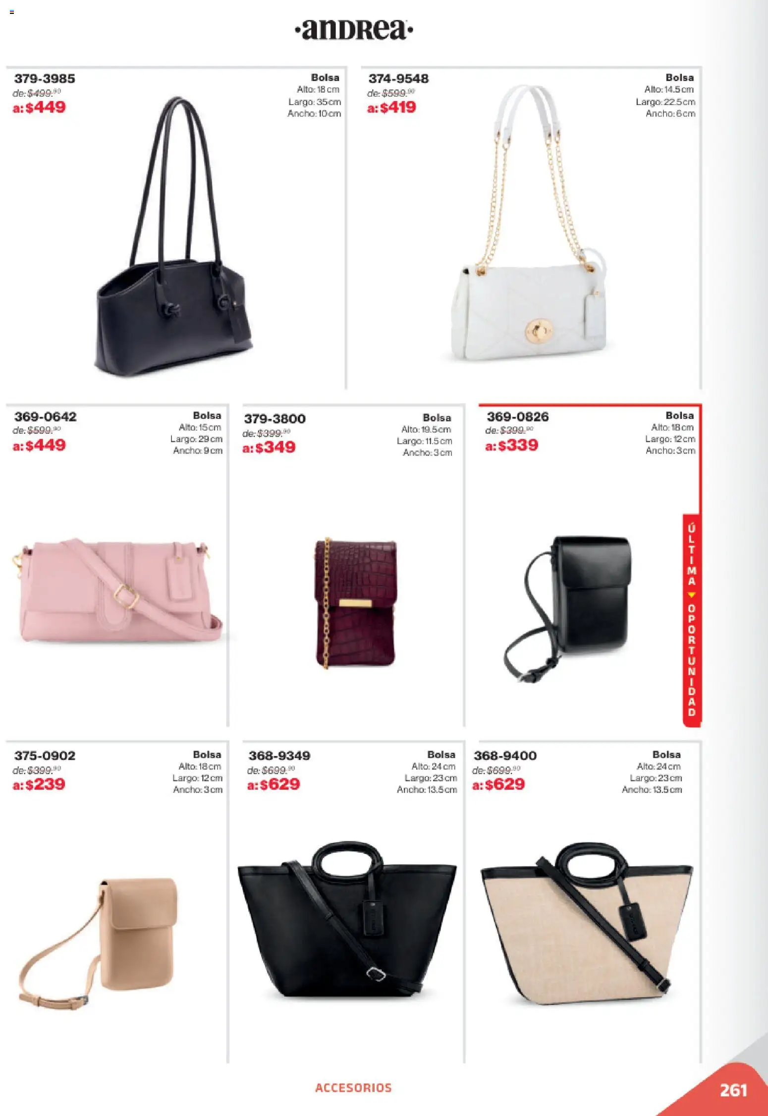 Nuevas ofertas de Andrea válidas en toda la República Mexicana desde el 02.11.2025. ¡Encuentra las mejores ofertas en Andrea catálogo Outlet! | Página: 261 | Productos: Bolsa