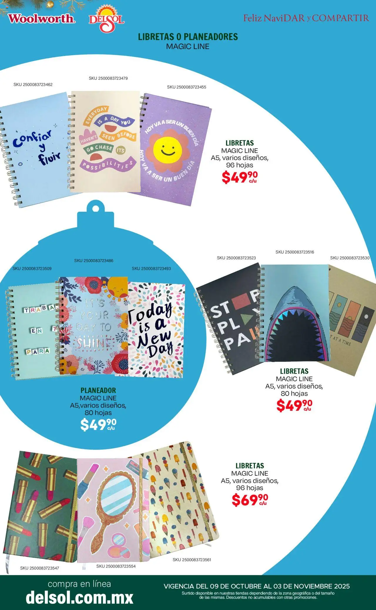 Nuevas ofertas de Del Sol y Woolworth válidas en toda la República Mexicana desde el 09.10.2025. ¡Encuentra las mejores ofertas en Del Sol y Woolworth - Catálogo Feliz NaviDar y Compartir ! | Página: 23