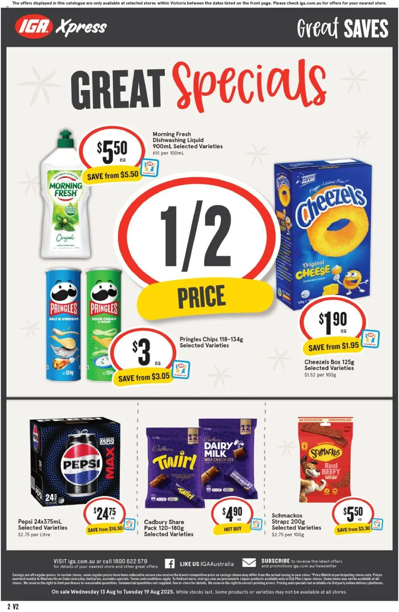 IGA catalogue - valid from 13.08.2025 | Page: 8 | Products: Dairy, Cheese, Chocolate, Pepsi