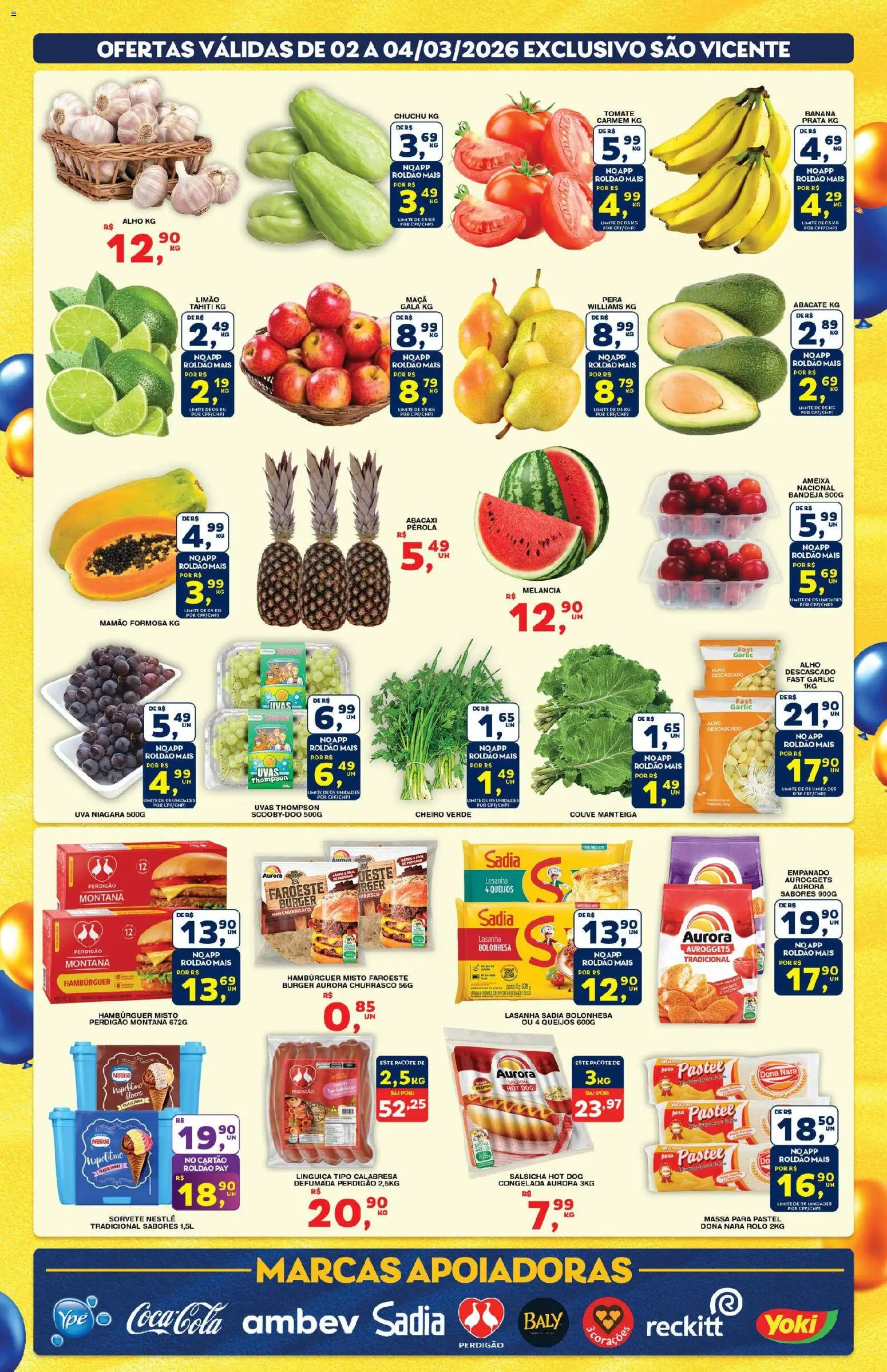 Roldão Folheto - válido de 02.03.2026 | Página: 2 | Produtos: Manteiga, Hambúrguer, Sorvete, Bandeja