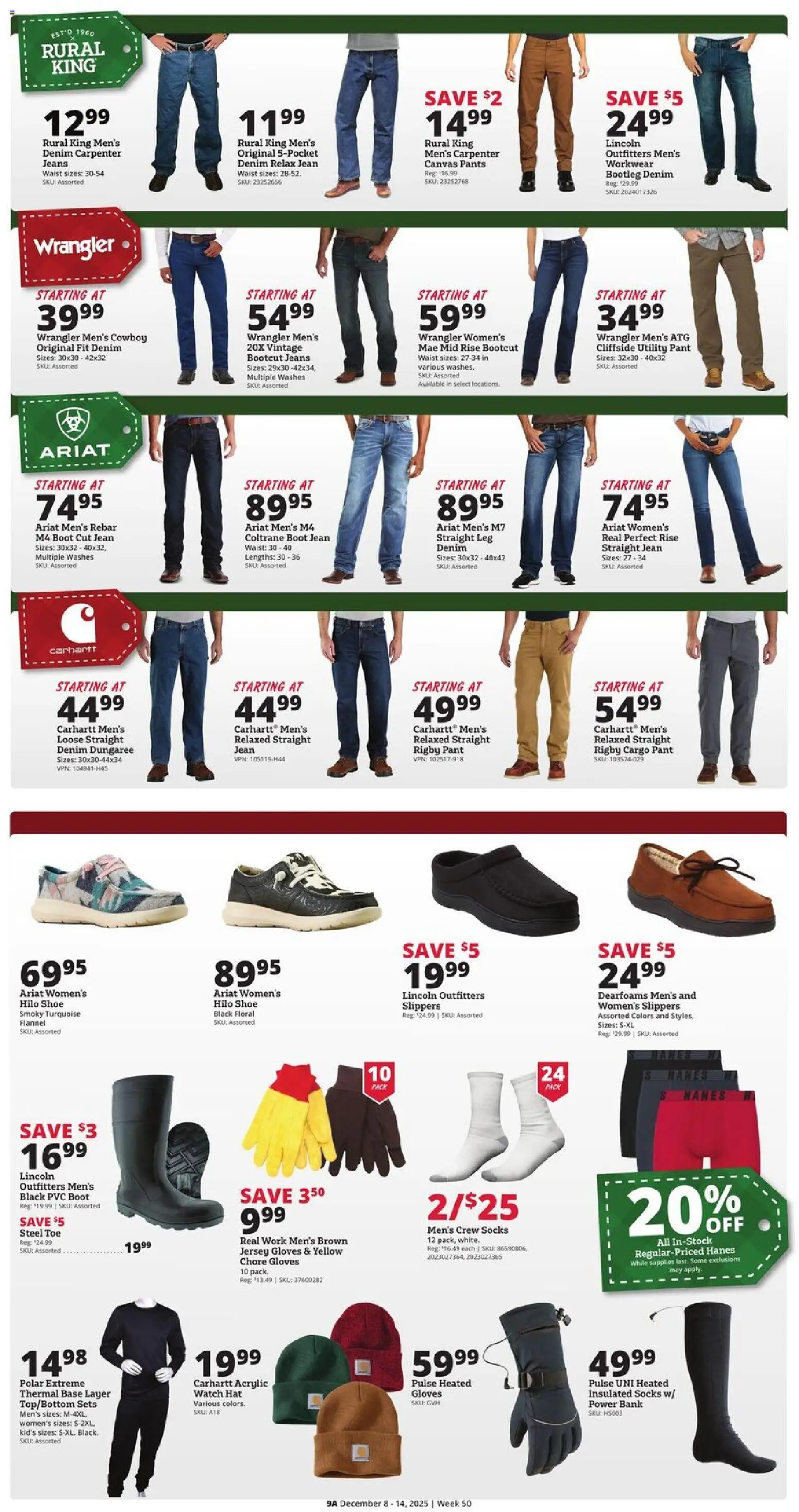 Rural King Weekly Ad - valid from 08.12.2025 | Page: 9 | Products: Workwear, Canvas, Pants, Gloves