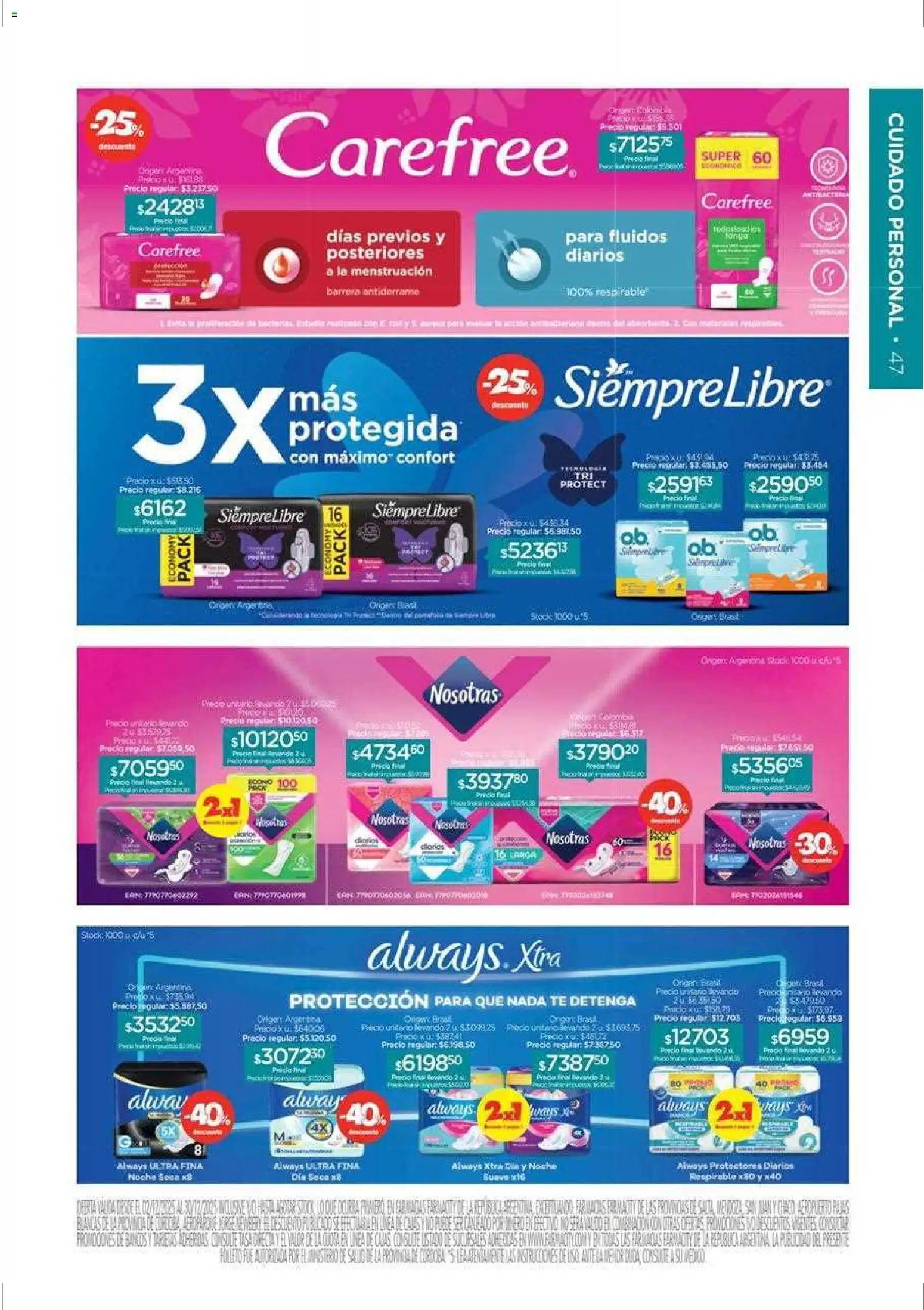 Farmacity catálogo │ válido desde el 02.12.2025 | Página: 47 | Productos: Té, Protectores diarios