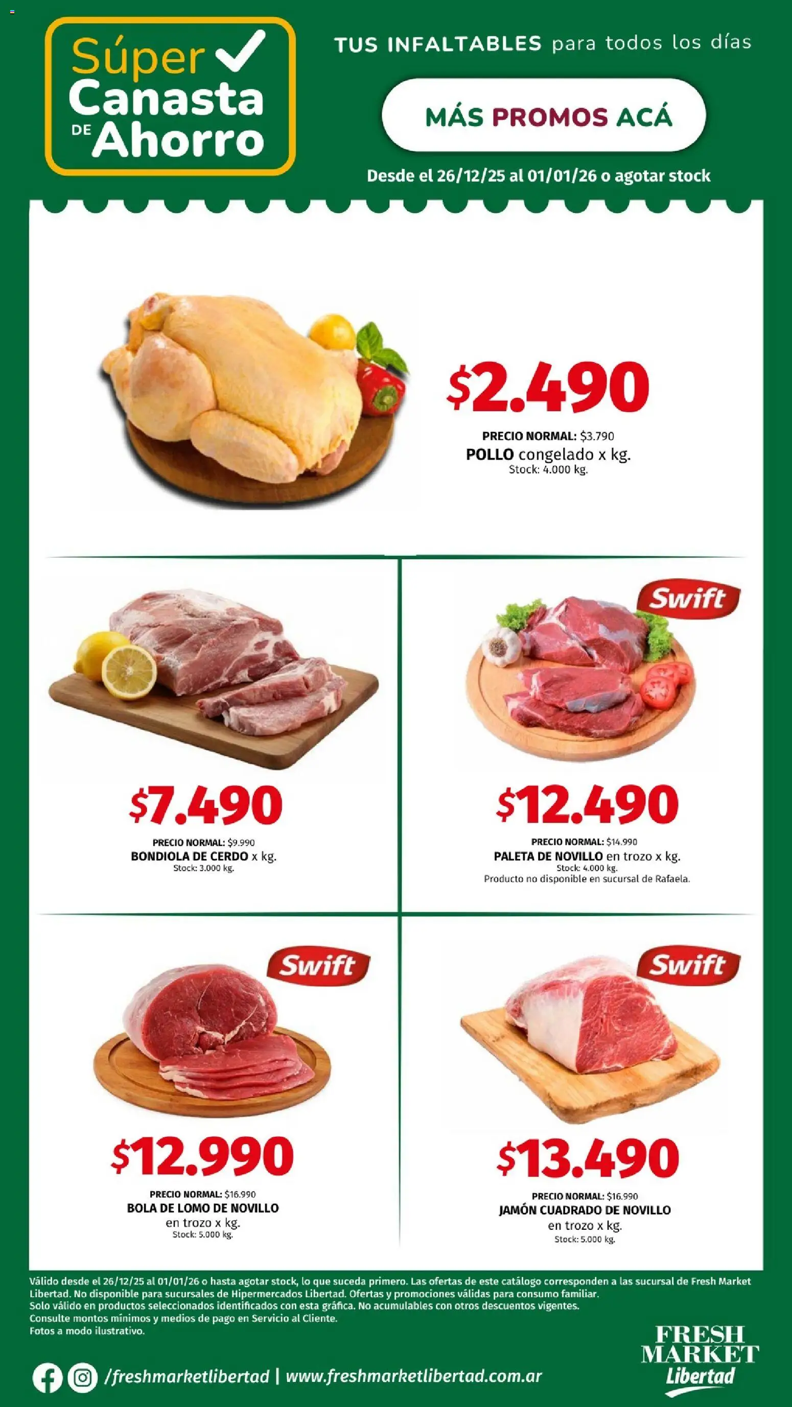 Hipermercado Libertad - CANASTA  │ válido desde el 26.12.2025 | Página: 3 | Productos: Pollo, Jamón, Cerdo, Canasta