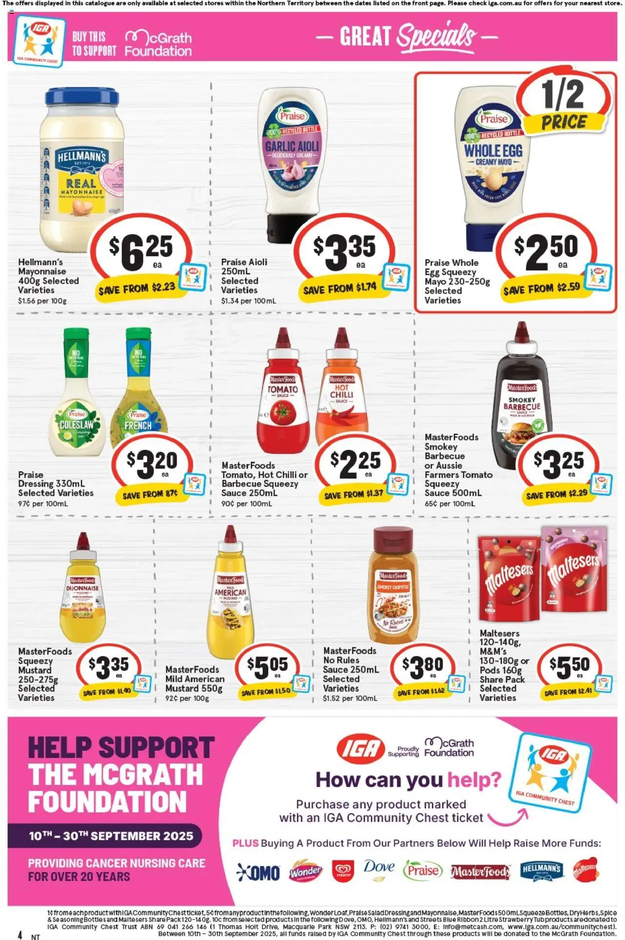 IGA catalogue - valid from 24.09.2025 | Page: 4 | Products: Mustard, Sauce, Garlic, Chilli