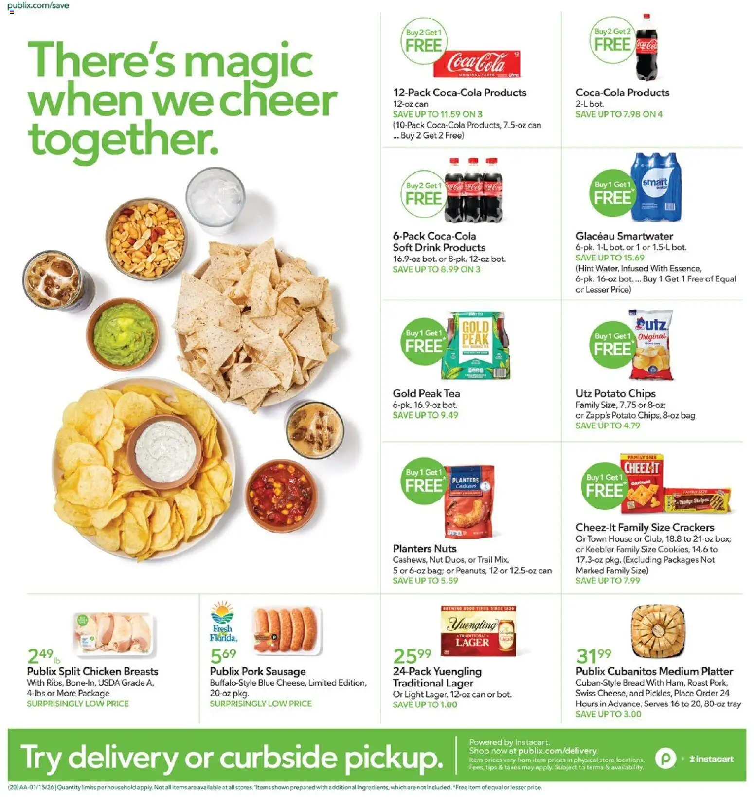 Publix Weekly Ad - valid from 14.01.2026 | Page: 20 | Products: Bread, Chips, Nuts, Sausage