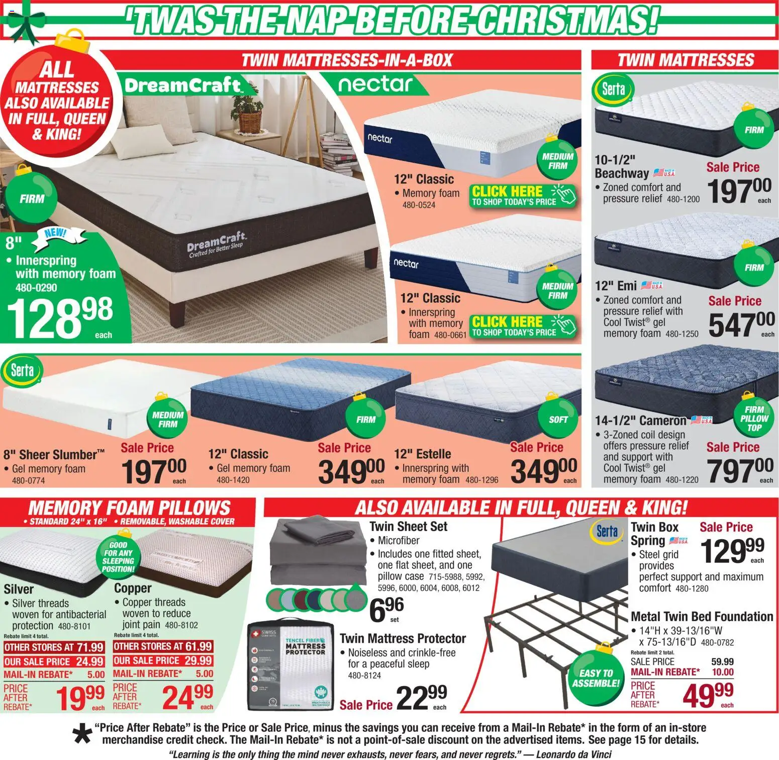 Menards - Weekly Ad - valid from 29.11.2025 | Page: 8 | Products: Mattress, Foundation, Case, Sheet