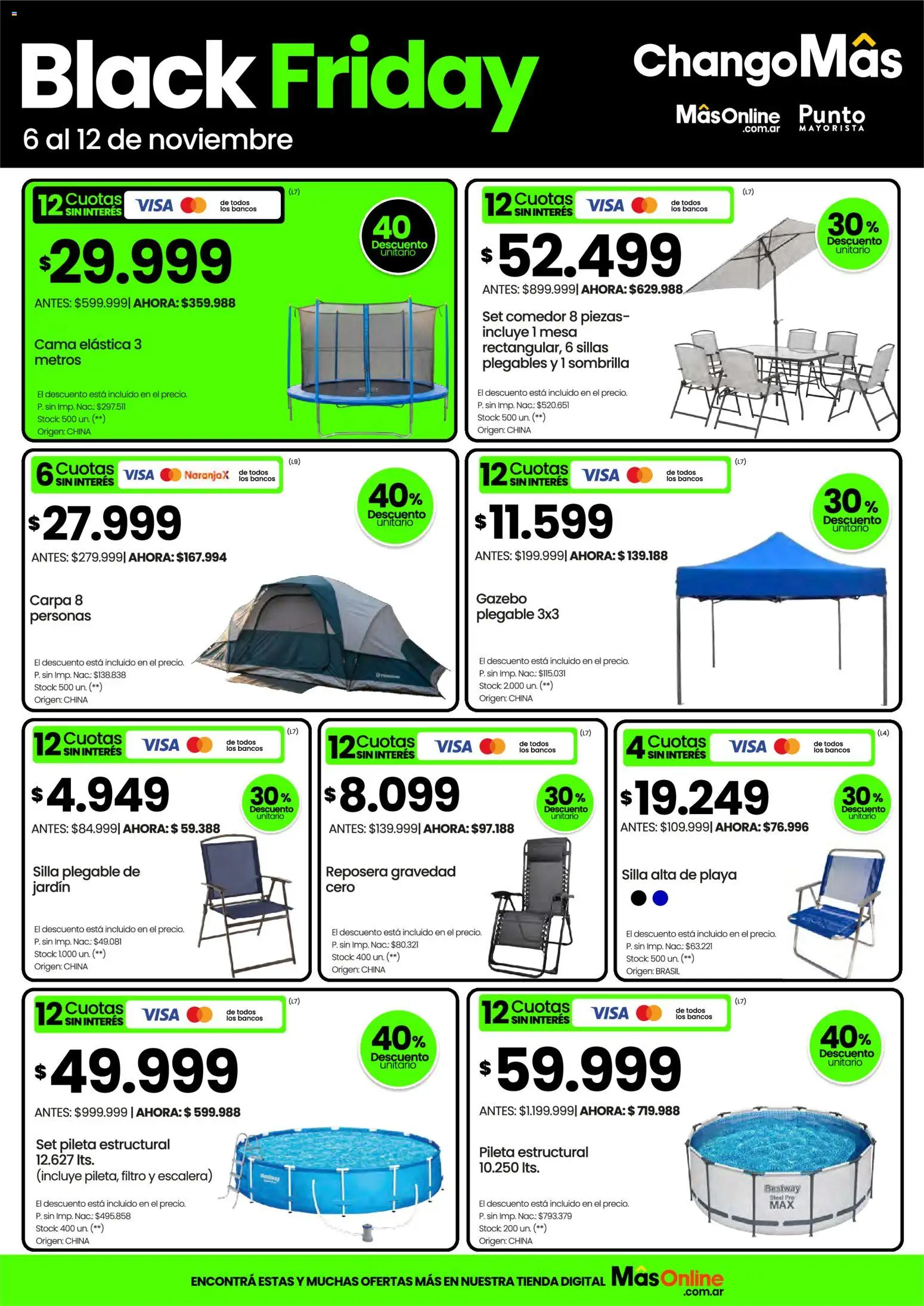 Punto Mayorista Black Friday │ válido desde el 06.11.2025 | Página: 5 | Productos: Escalera, Cama, Gazebo, Mesa