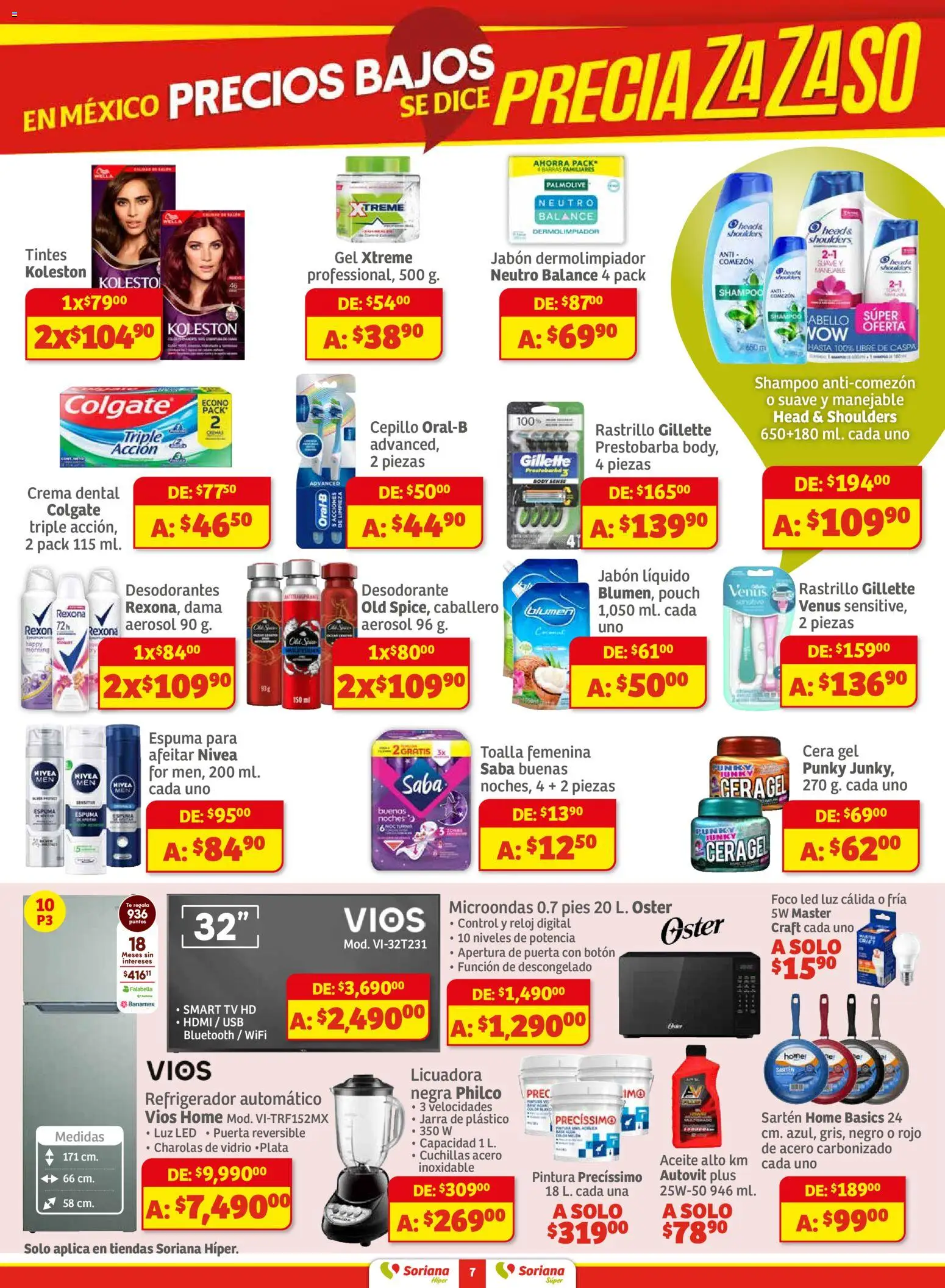 Nuevas ofertas de Soriana válidas en toda la República Mexicana desde el 27.11.2025. ¡Encuentra las mejores ofertas en Soriana - Preciazazaso Híper: Camp, Chia, Oax, Q. Roo, Tab, Yuc! | Página: 7 | Productos: Usb, Pintura, Foco, Jarra