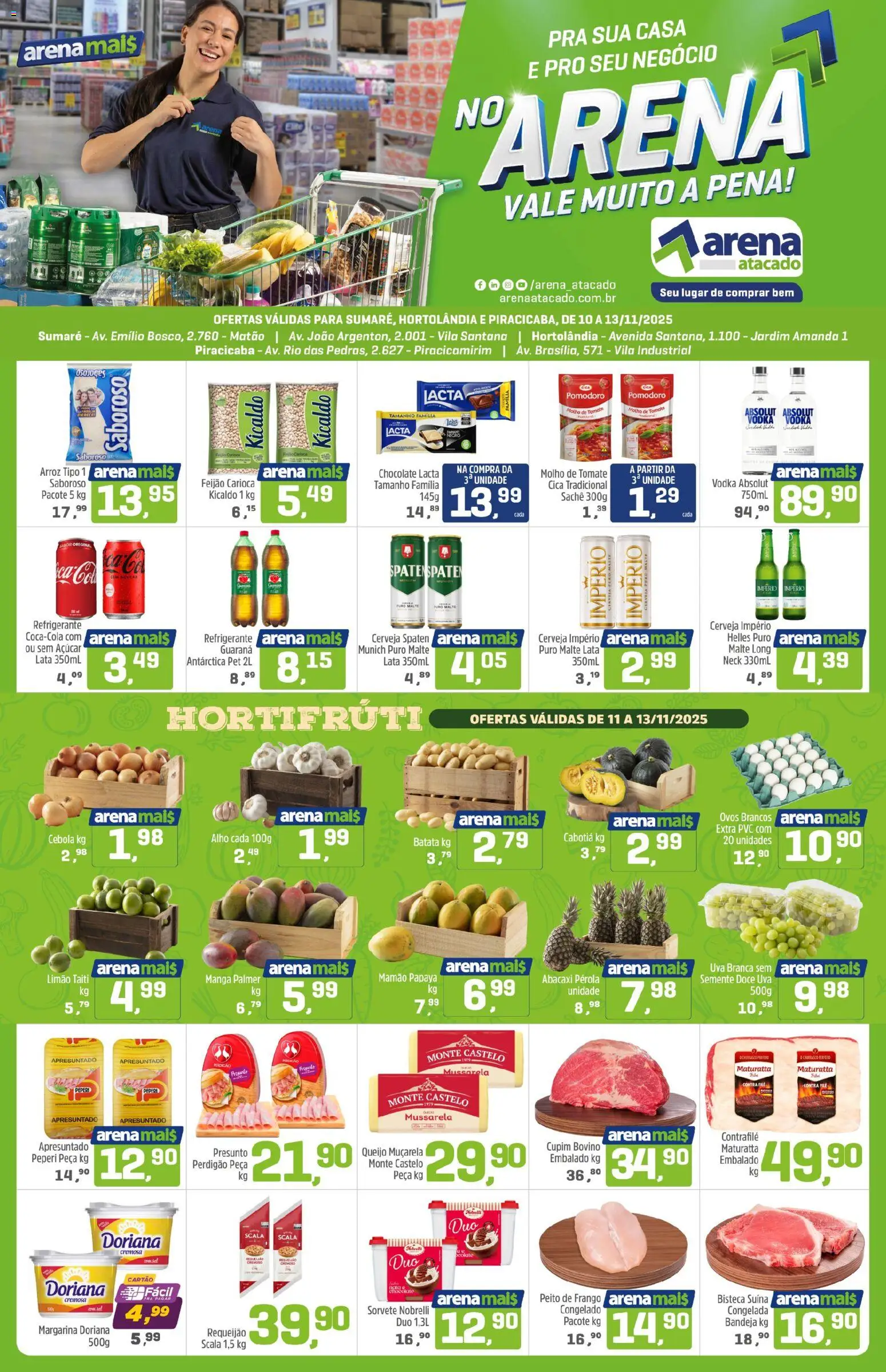 Arena Atacado Folheto - válido de 10.11.2025 | Página: 1 | Produtos: Feijão, Guaraná, Contra filé, Margarina