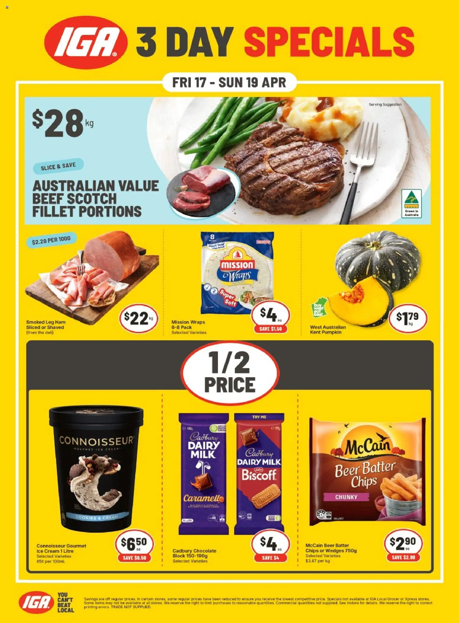 IGA catalogue - valid from 17.04.2026 | Page: 1 | Products: Beer, Beef, Chips, Scotch