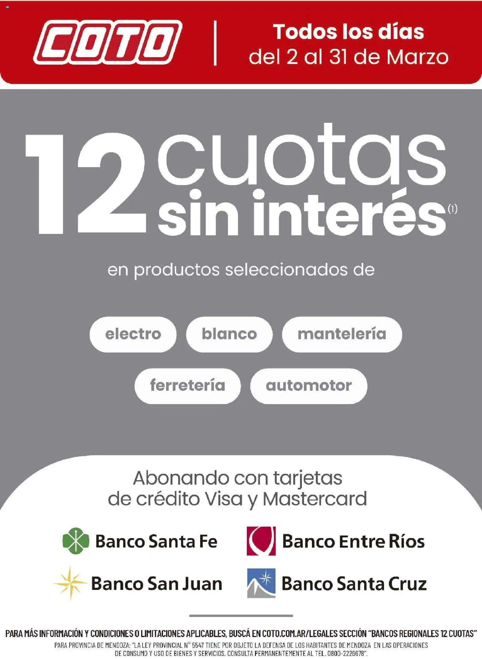 Coto - Bancos Regionales Cuotas Marzo │ válido desde el 02.03.2026 | Página: 1 | Productos: Banco