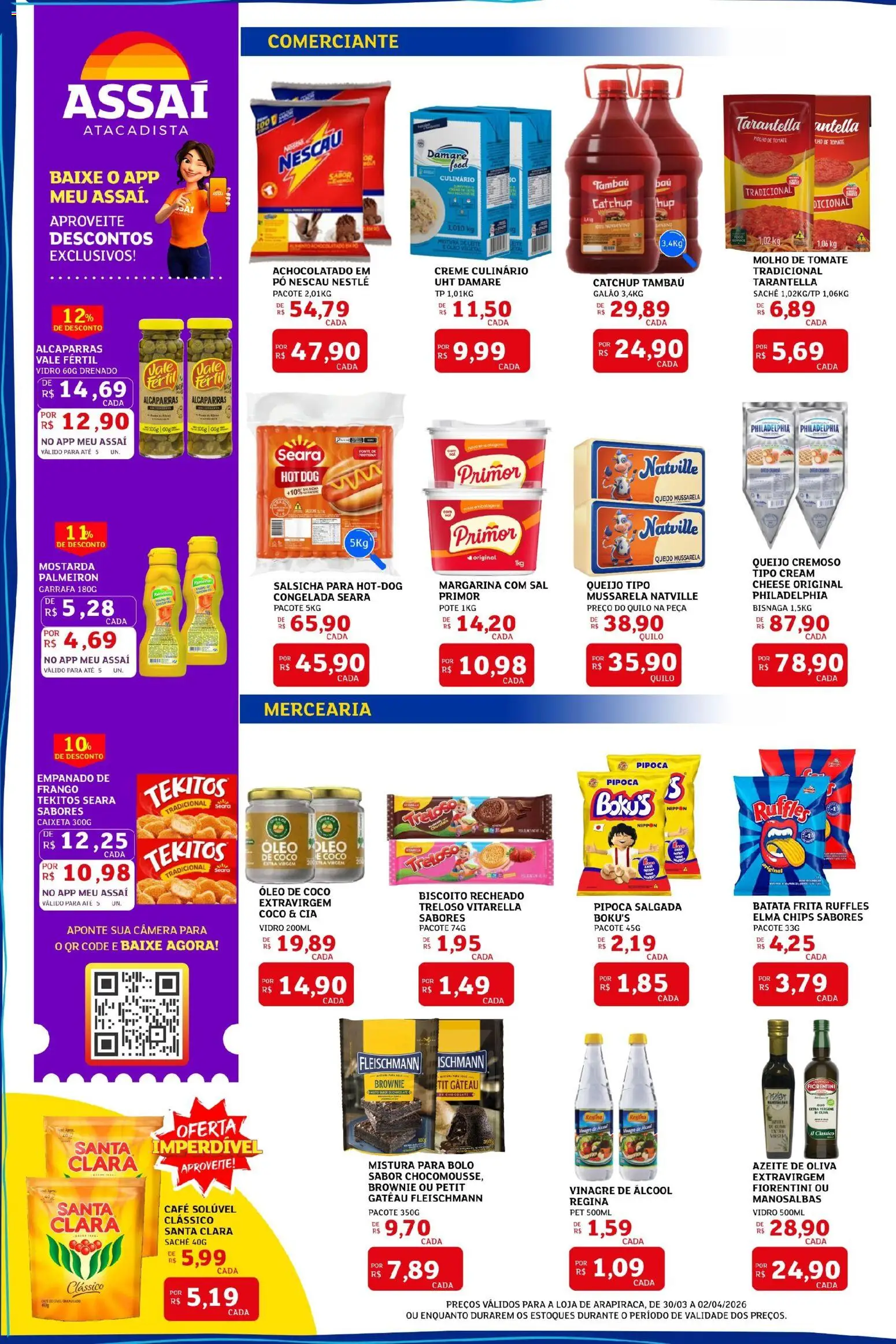 Assaí Atacadista Folheto - válido de 30.03.2026 | Página: 2 | Produtos: Vinagre, Batata, Biscoito recheado, Câmera