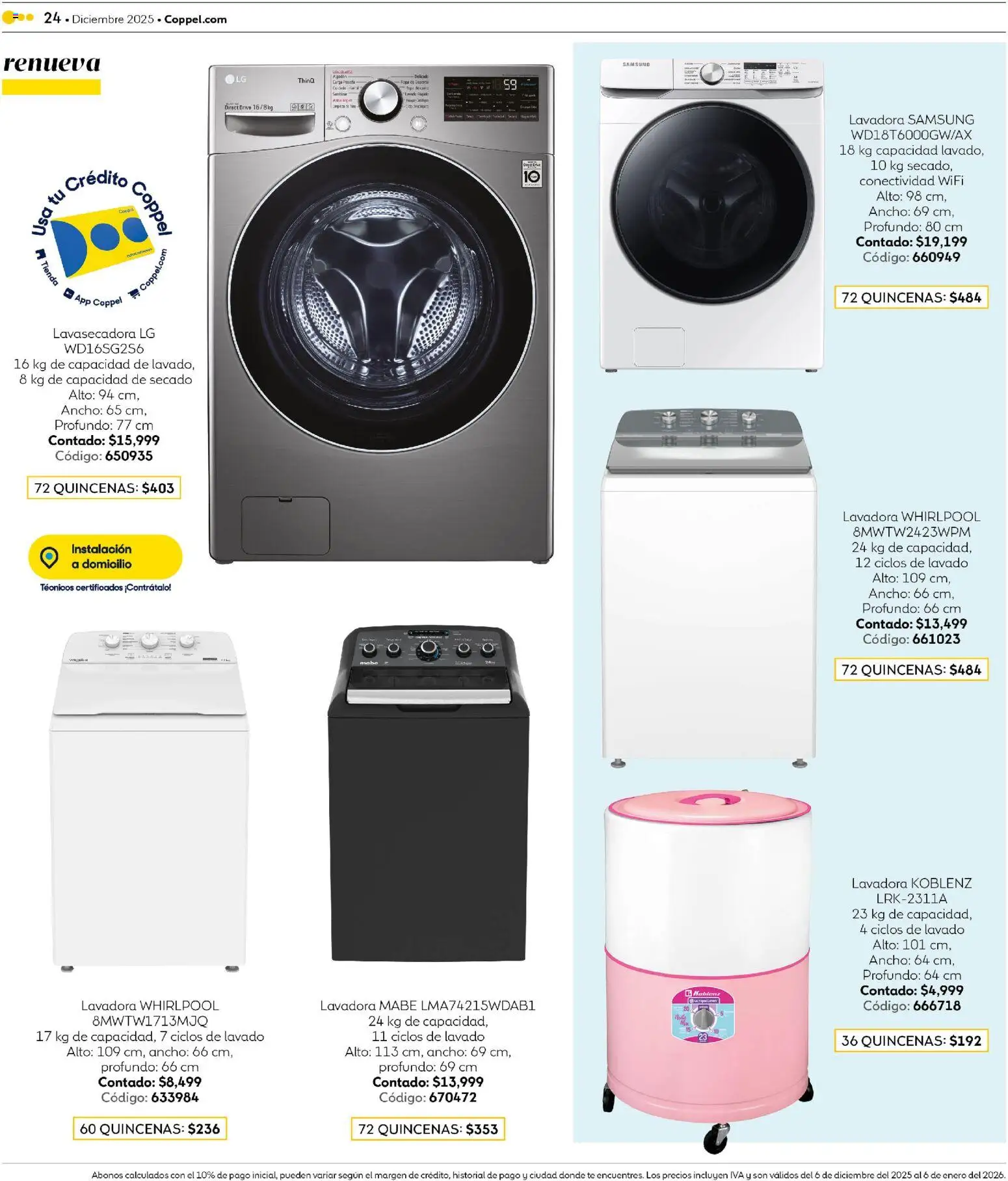 Nuevas ofertas de Coppel válidas en toda la República Mexicana desde el 06.12.2025. ¡Encuentra las mejores ofertas en Coppel catálogo Encuentra todo para el intercambio! | Página: 24 | Productos: Lavadora, Algodón, Ropa