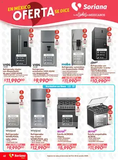 Vista previa de Soriana - Preciazazaso Híper: Camp, Chia, Oax, Q. Roo, Tab, Yuc, nuevo folleto de la tienda, válido en México a partir del 16.10.2025 | Página: 42 | Productos: Refrigerador, Bandeja, Agua, Top