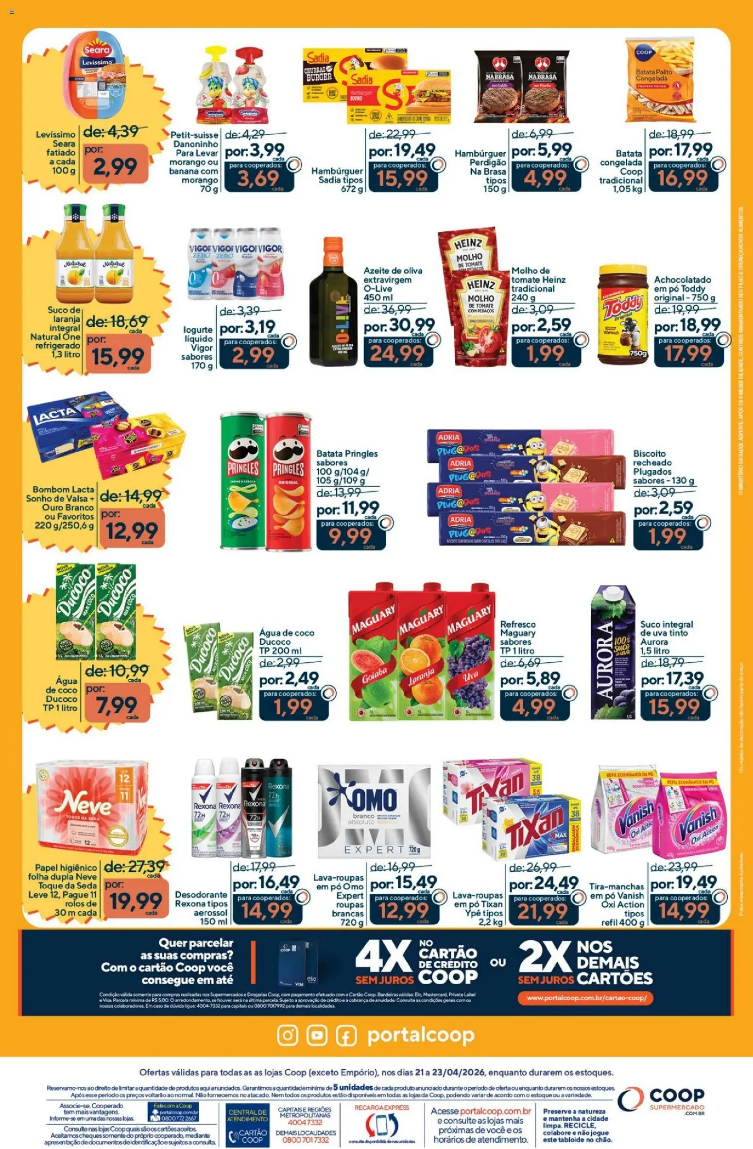 Coop Folheto - válido de 21.04.2026 | Página: 2 | Produtos: Refresco, Água de coco, Achocolatado, Hambúrguer