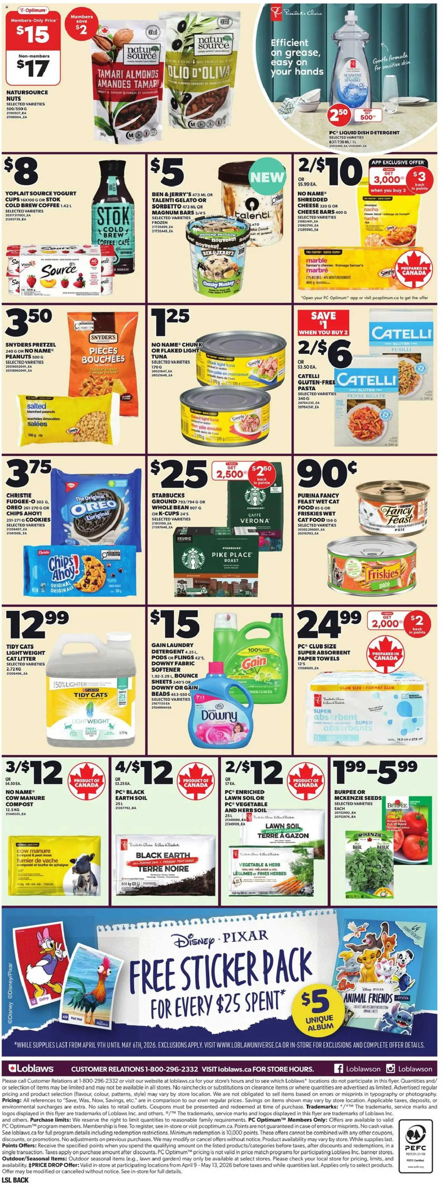 Loblaws flyer valid from 09.04.2026 | Page: 4 | Products: Pasta, Nuts, Cheese, Yogurt