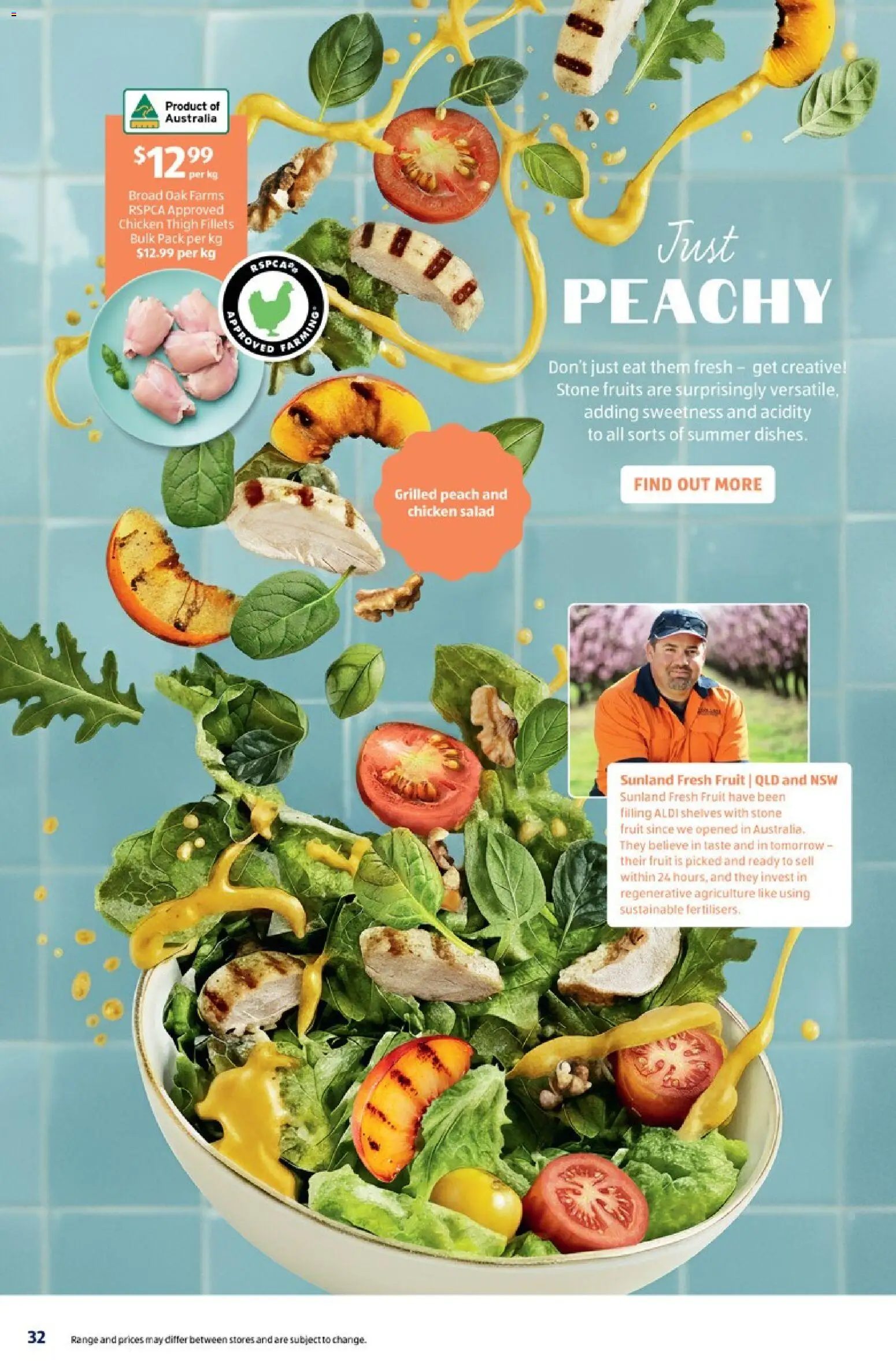 Aldi catalogue - valid from 10.12.2025 | Page: 32 | Products: Chicken, Fruits, Sustainable, Peach