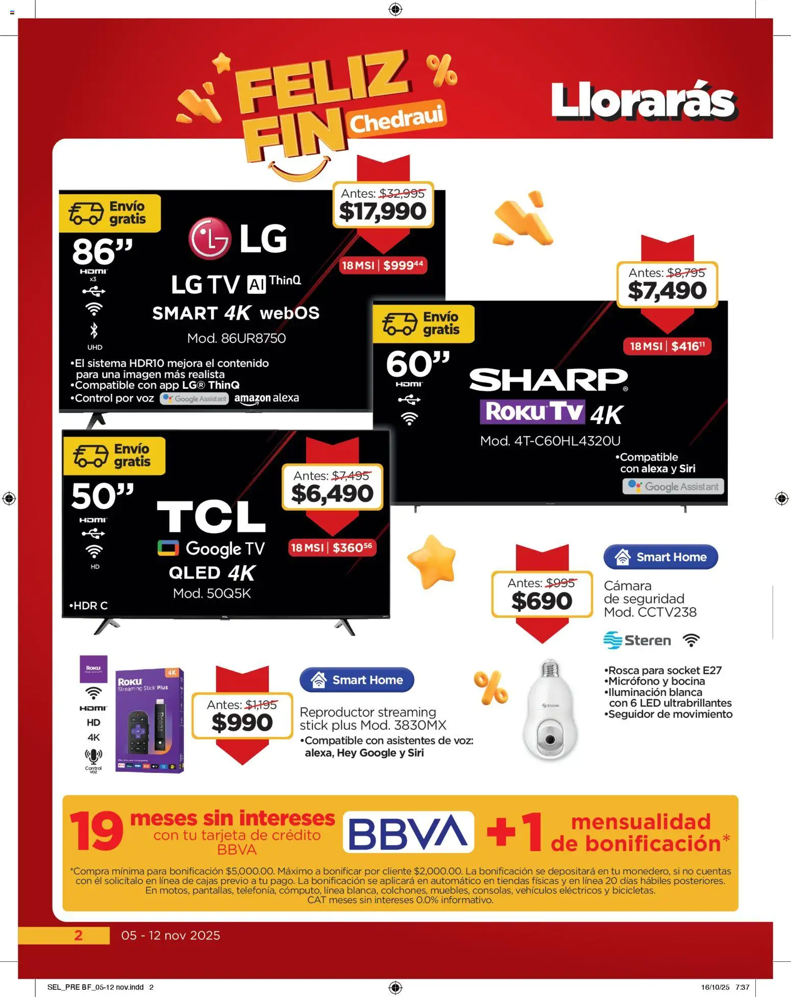 Nuevas ofertas de Chedraui válidas en toda la República Mexicana desde el 05.11.2025. ¡Encuentra las mejores ofertas en Chedraui Buen Fin! | Página: 2 | Productos: Reproductor, Cámara, Bocina