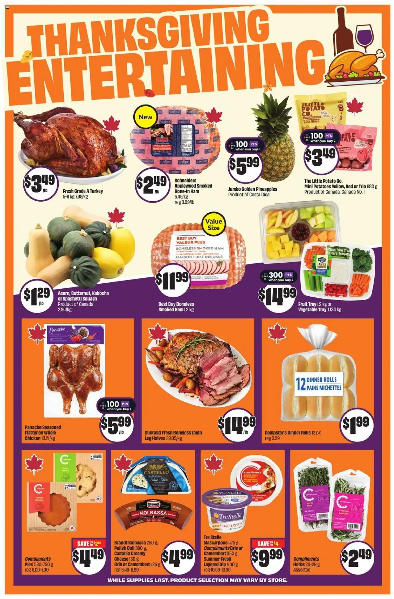 FreshCo flyer valid from 09.10.2025 | Page: 5 | Products: Potatoes, Cheese, Ham, Chicken