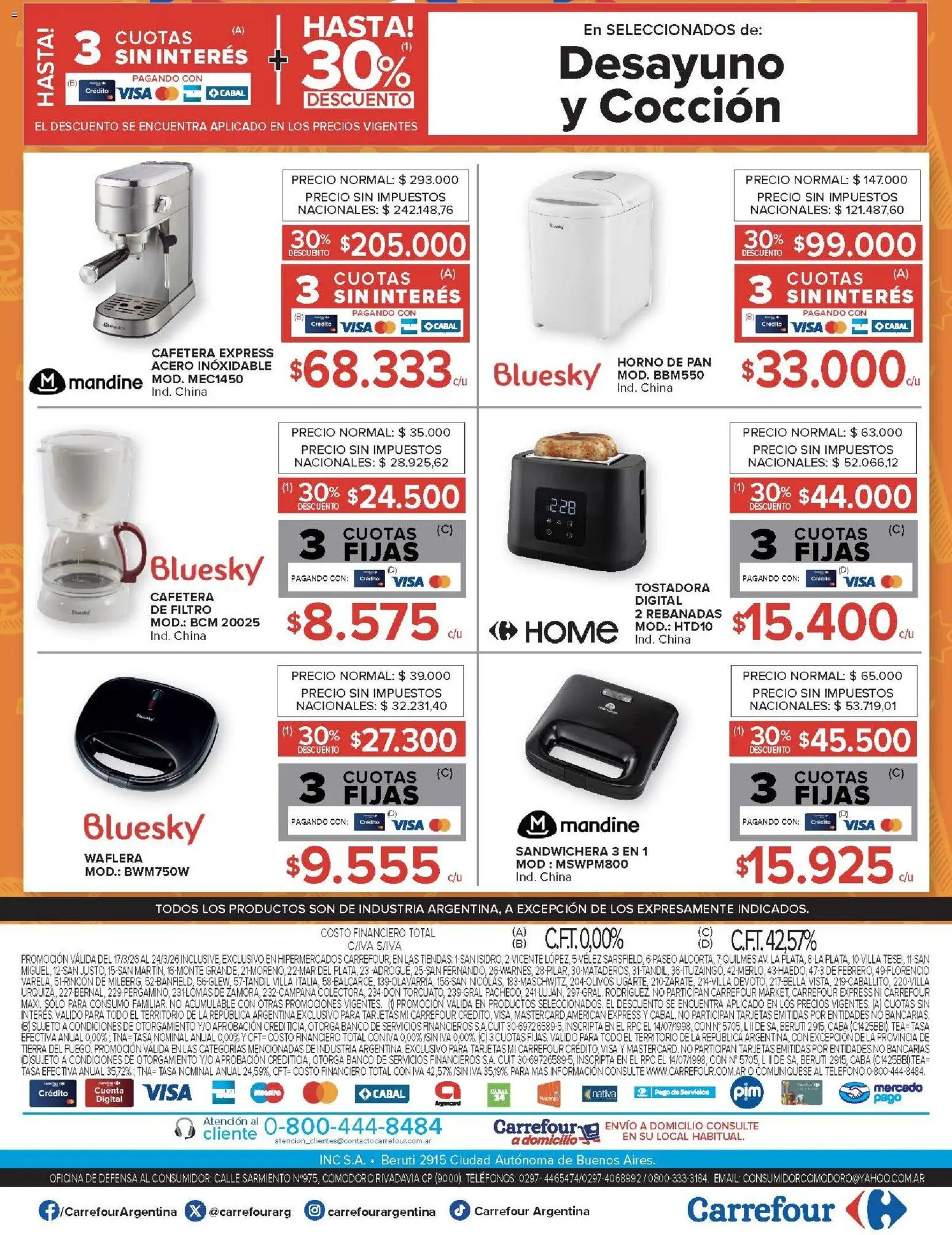 Carrefour ofertas │ válido desde el 17.03.2026 | Página: 28 | Productos: Horno, Banco, Cafetera, Sandwichera