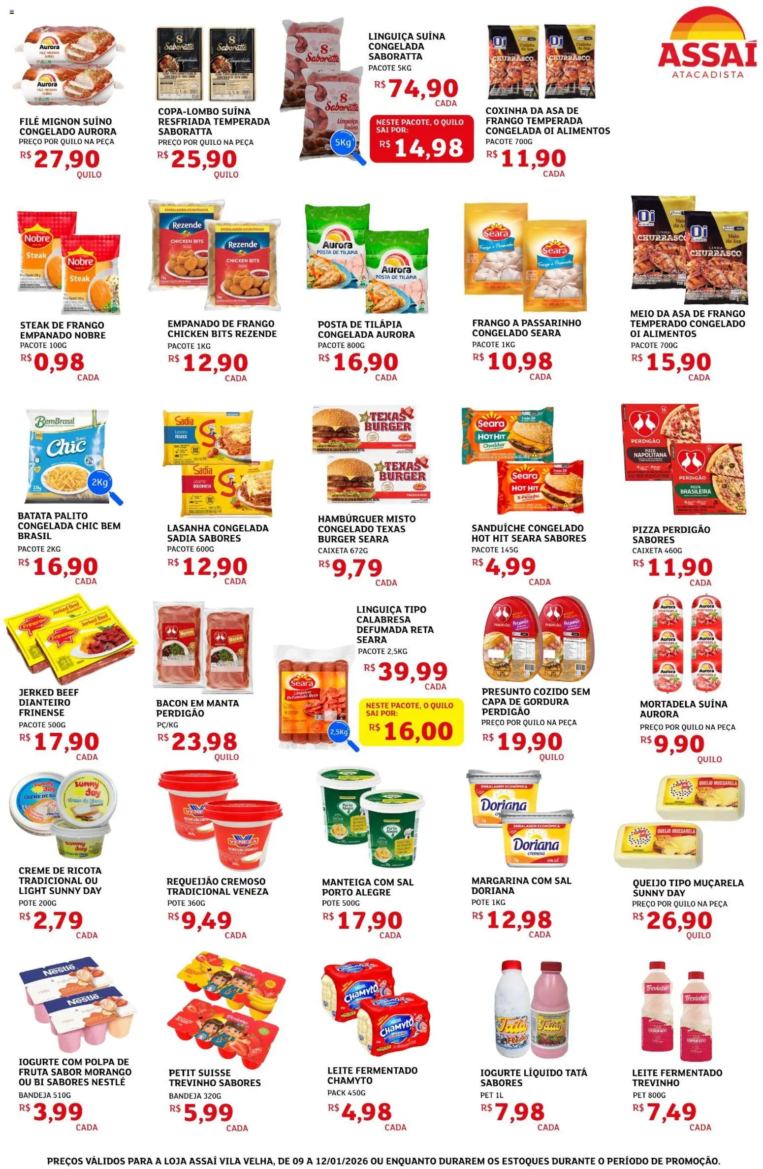 Assaí Atacadista Folheto - válido de 09.01.2026 | Página: 3 | Produtos: Presunto, Ricota, Creme, Lasanha