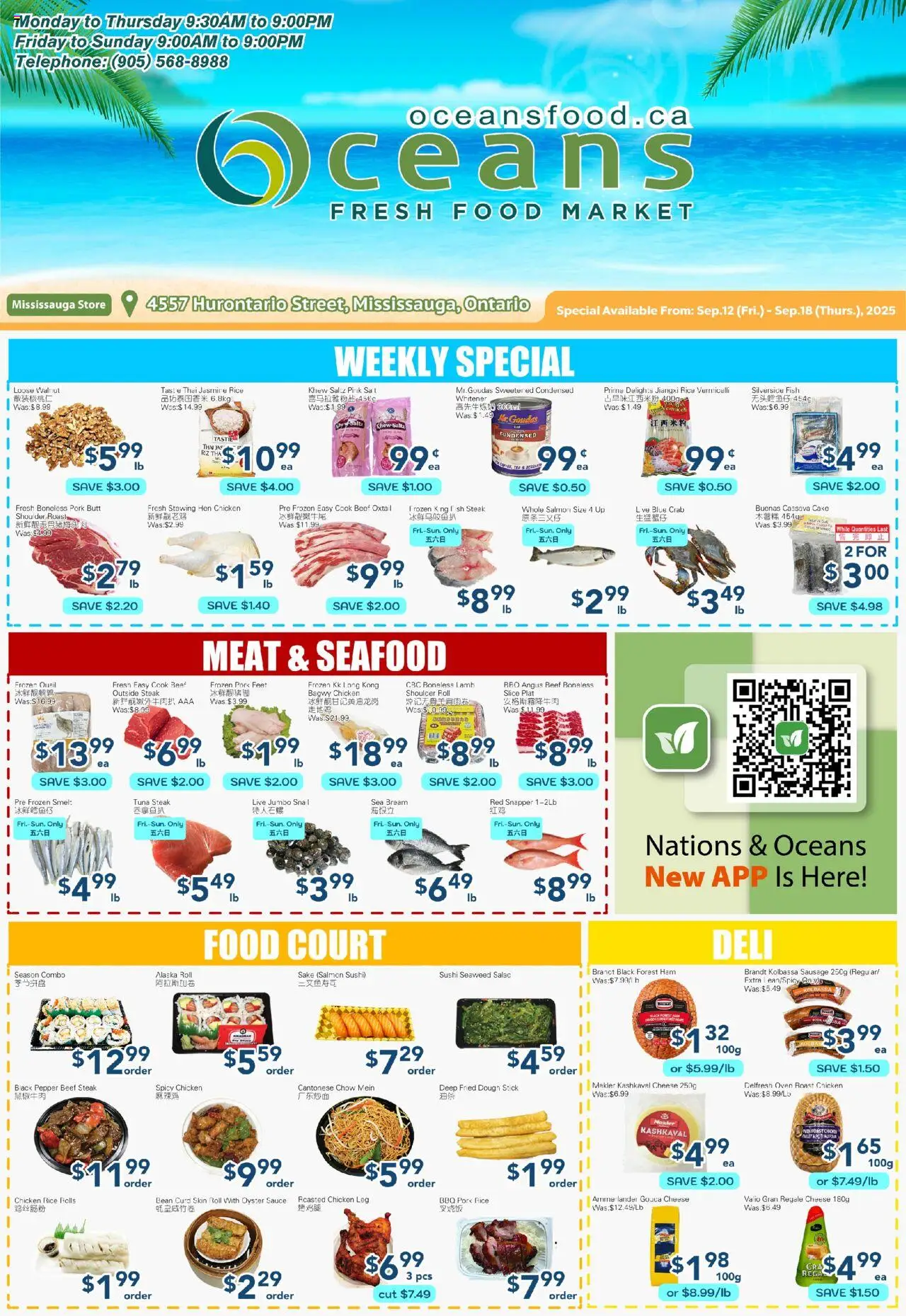 Oceans flyer valid from 12.09.2025 | Page: 1 | Products: Beef, Salad, Ham, Chicken