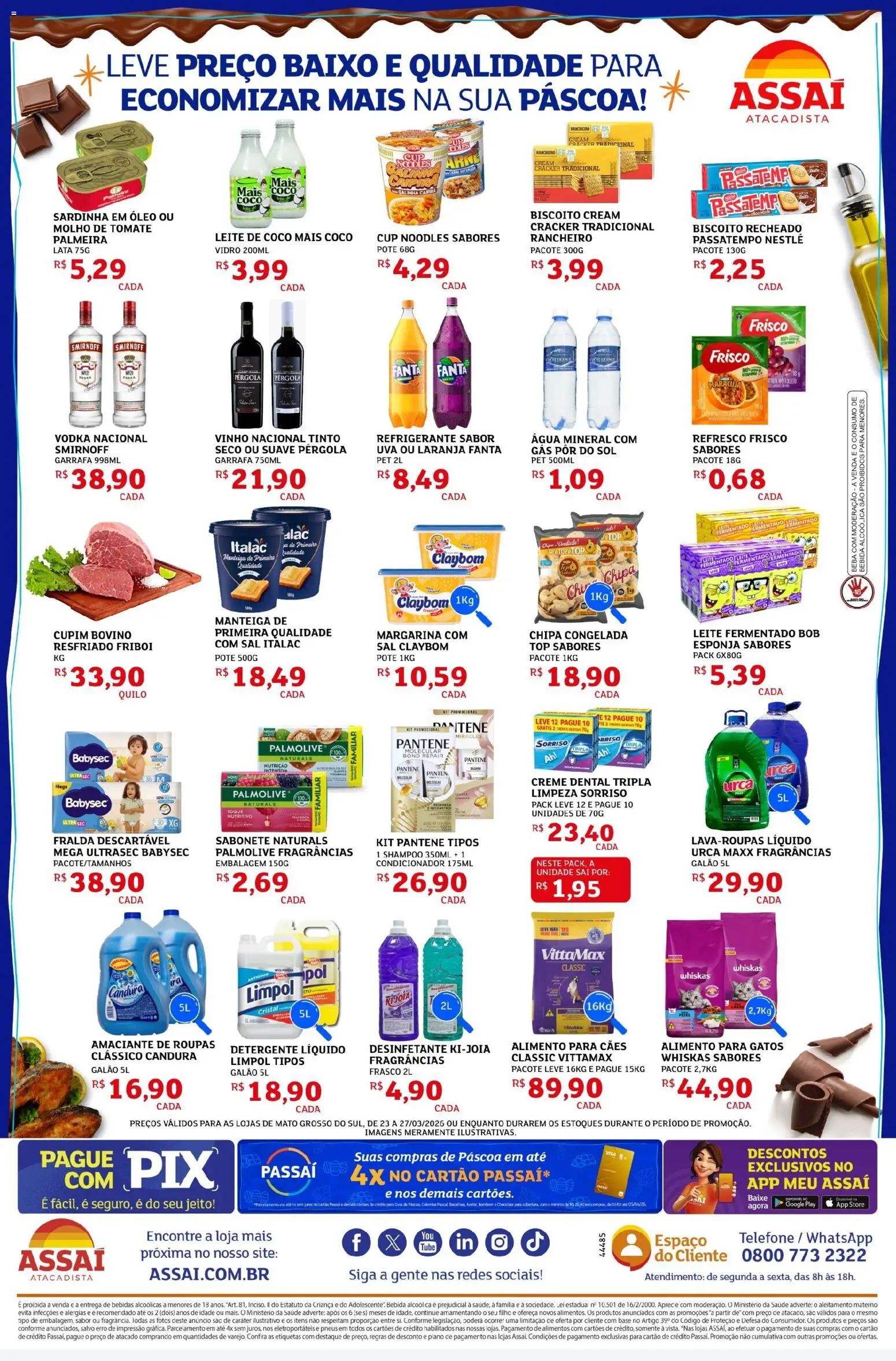 Assaí Atacadista Folheto - válido de 23.03.2026 | Página: 2 | Produtos: Esponja, Molho de tomate, Ovos, Roupas