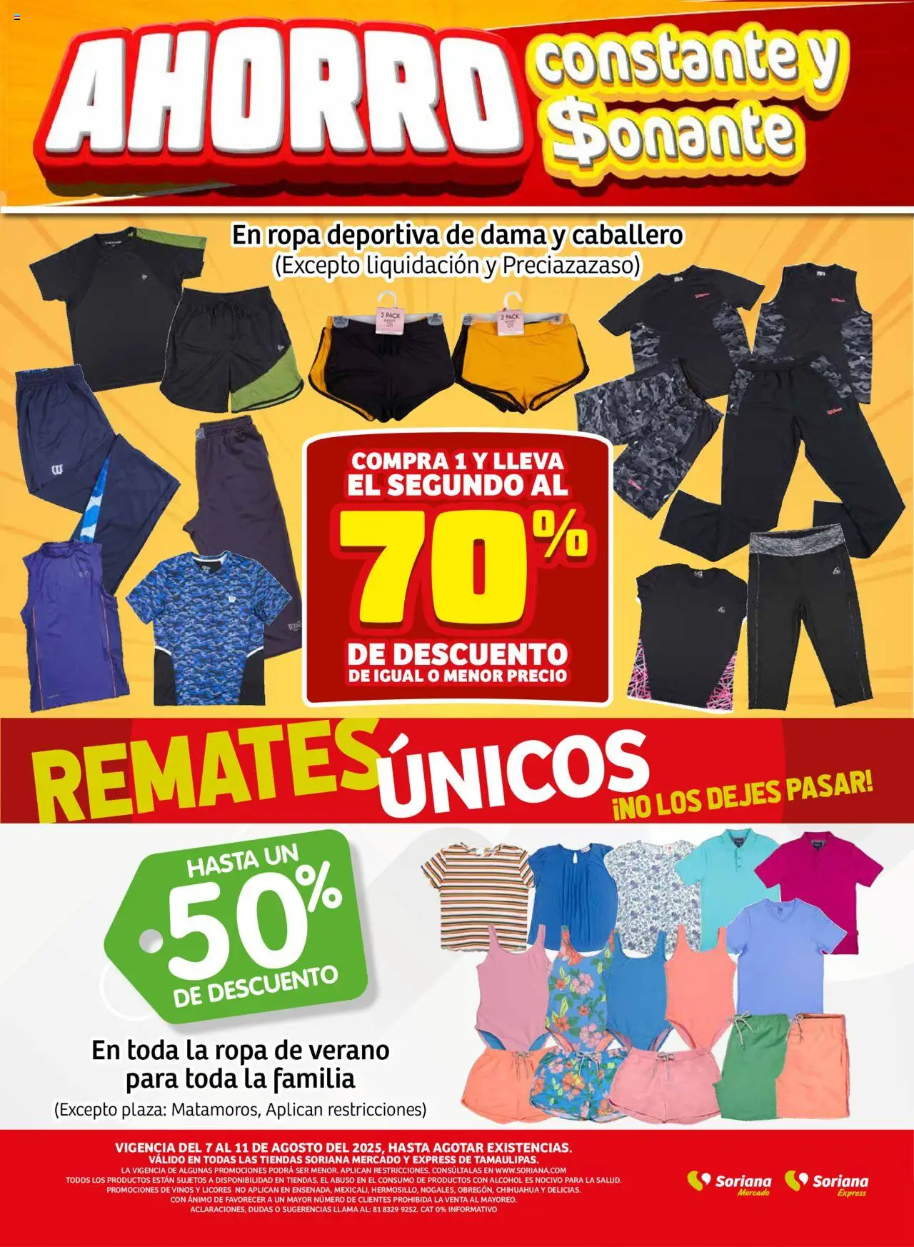 Nuevas ofertas de Soriana válidas en toda la República Mexicana desde el 07.08.2025. ¡Encuentra las mejores ofertas en Soriana - Ahorro Constante y Sonante Fin de Semana Mercado Frontera Tamaulipas! | Página: 9 | Productos: Ropa