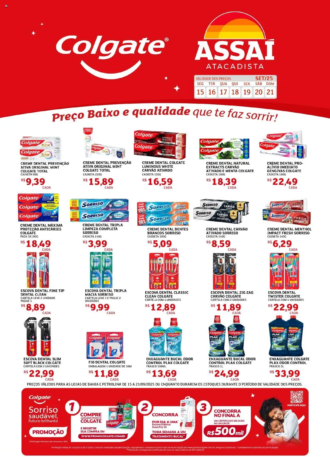 Assaí Atacadista Folheto - válido de 15.09.2025 | Página: 1 | Produtos: Enxaguante bucal, Carne, Baixo, Creme dental