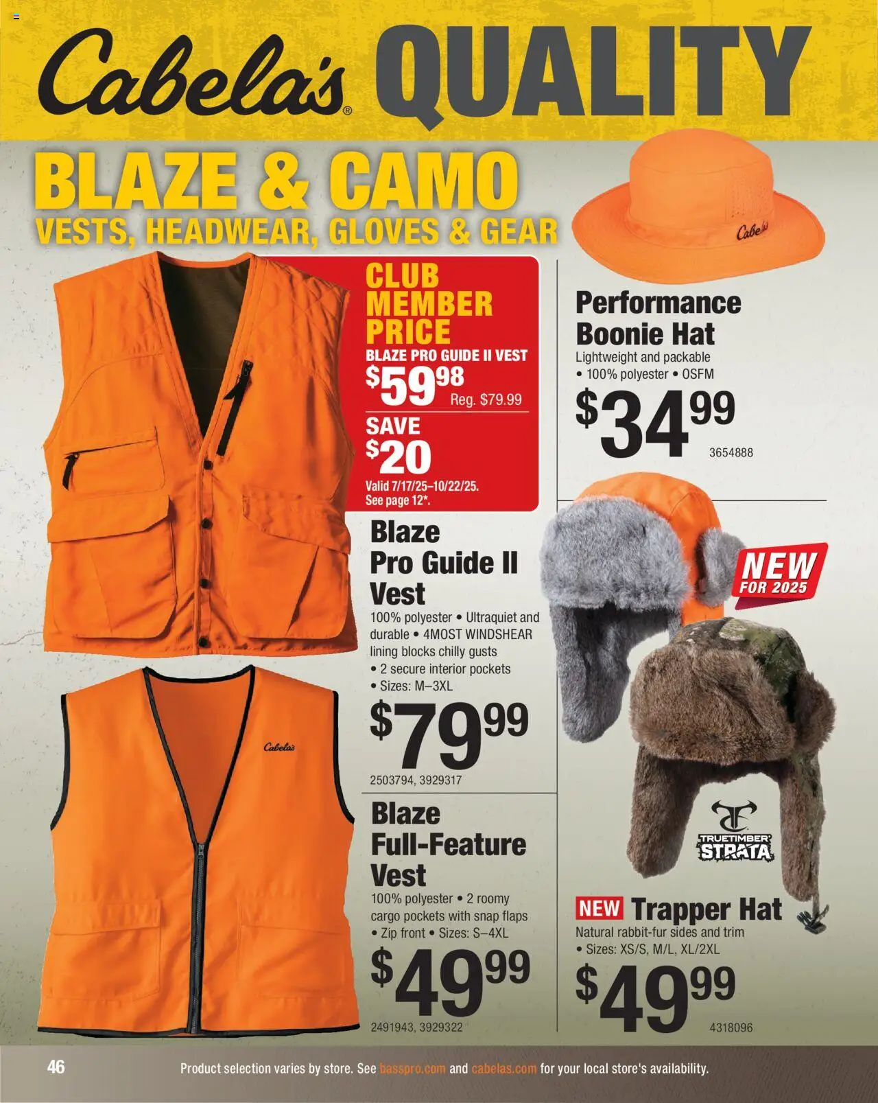 Cabela's Hunting Master 25 - valid from 11.08.2025 | Page: 46 | Products: Trim, Vest, Hat, Gloves