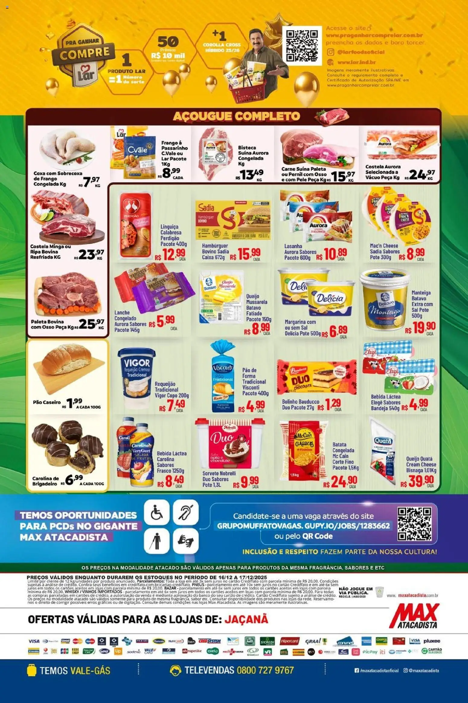 Max Atacadista Folheto - válido de 16.12.2025 | Página: 2 | Produtos: Pernil, Queijo, Pneus, Lasanha