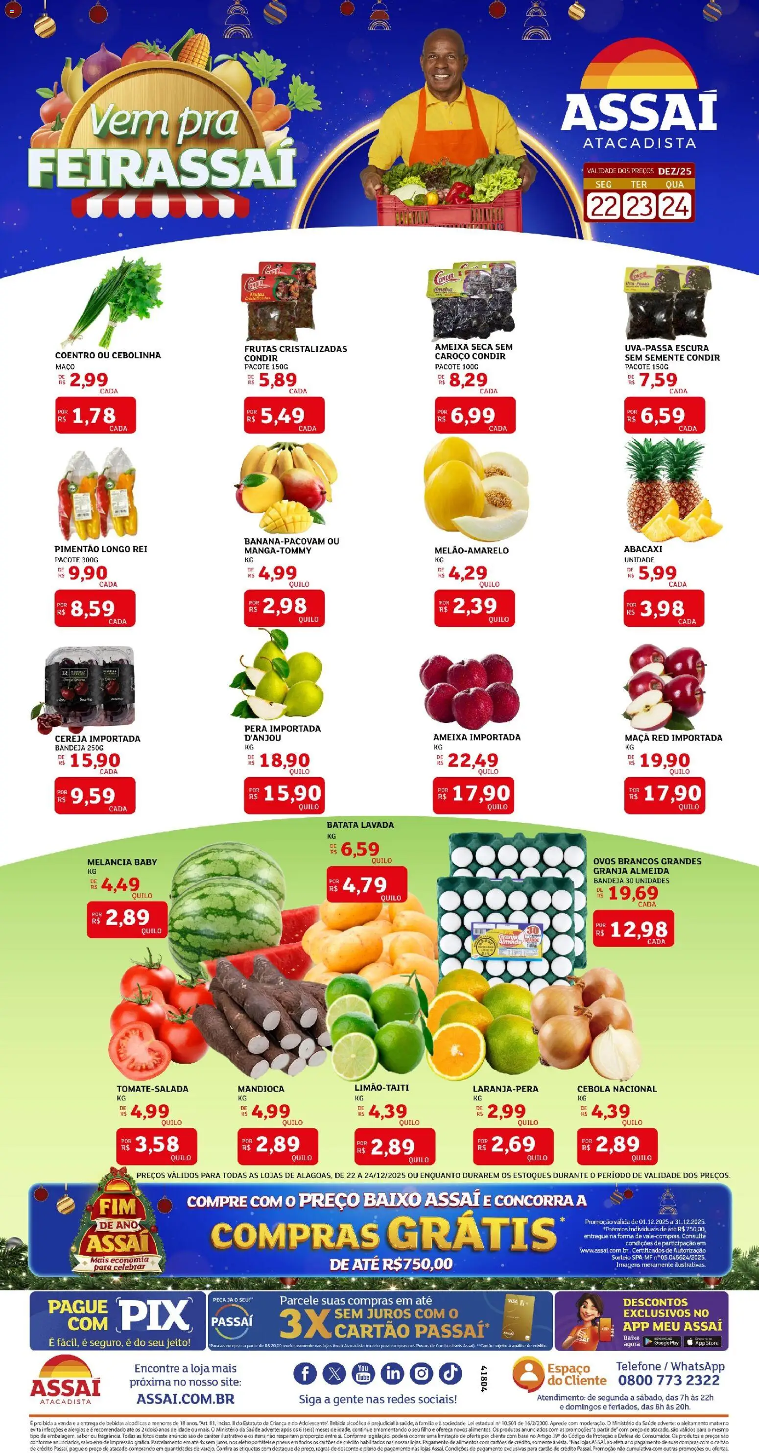 Assaí Atacadista Folheto - válido de 22.12.2025 | Página: 1 | Produtos: Pera, Pimentão, Pneus, Bebida