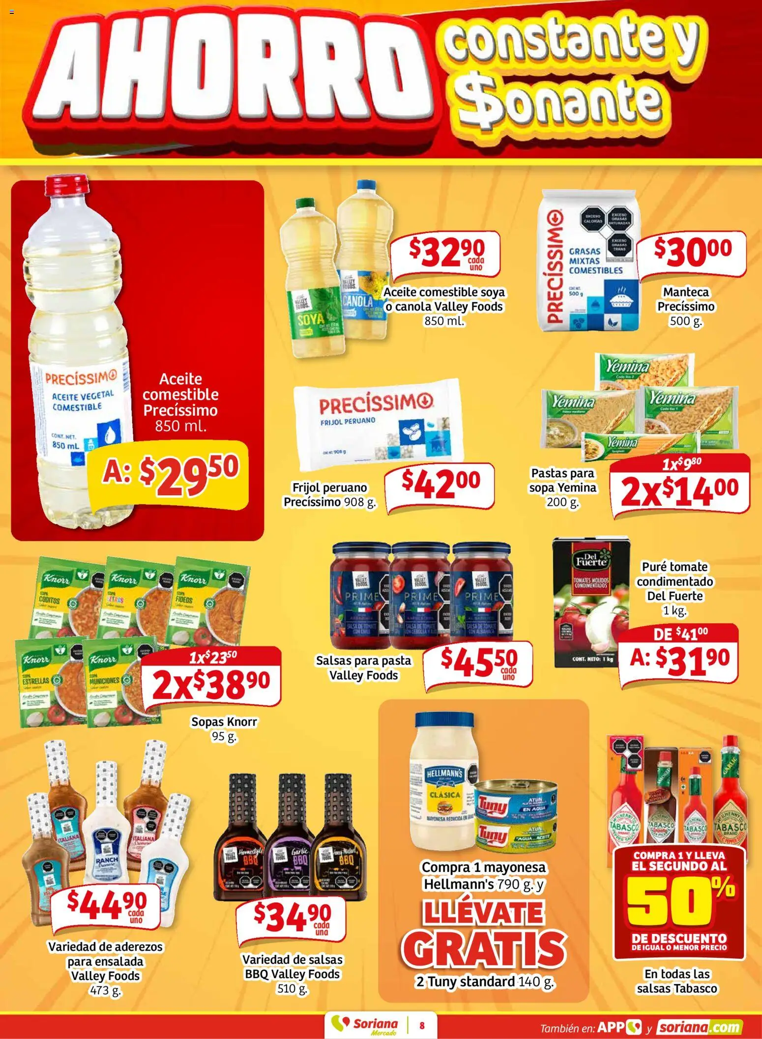 Nuevas ofertas de Soriana válidas en toda la República Mexicana desde el 30.01.2026. ¡Encuentra las mejores ofertas en Soriana - Pesito Valedor Mercado: Chih, Coah, Dur, NL, SLP, Tamps, Zac! | Página: 16 | Productos: Mayonesa, Sopa, Aceite, Pasta