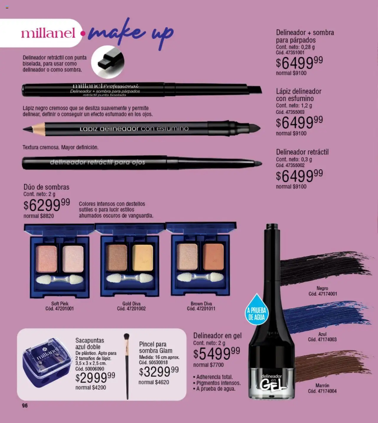 Millanel catálogo │ válido desde el 23.06.2025 | Página: 96 | Productos: Sacapuntas, Pincel, Sombra, Delineador