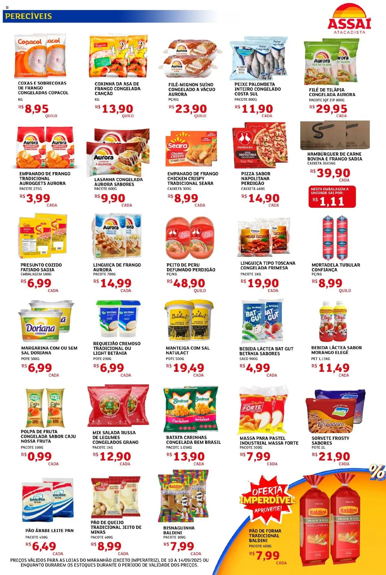 Assaí Atacadista Folheto - válido de 10.09.2025 | Página: 3 | Produtos: Linguiça, Pizza, Carne, Filé de tilápia