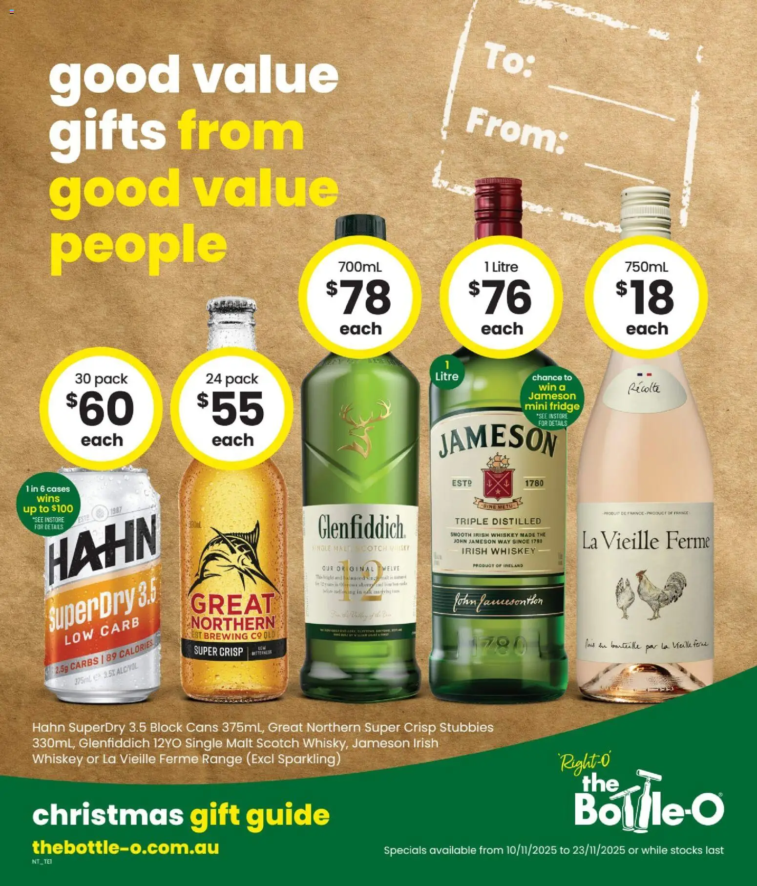 The Bottle-O catalogue - valid from 10.11.2025 | Page: 1 | Products: Whiskey, Scotch, Fridge