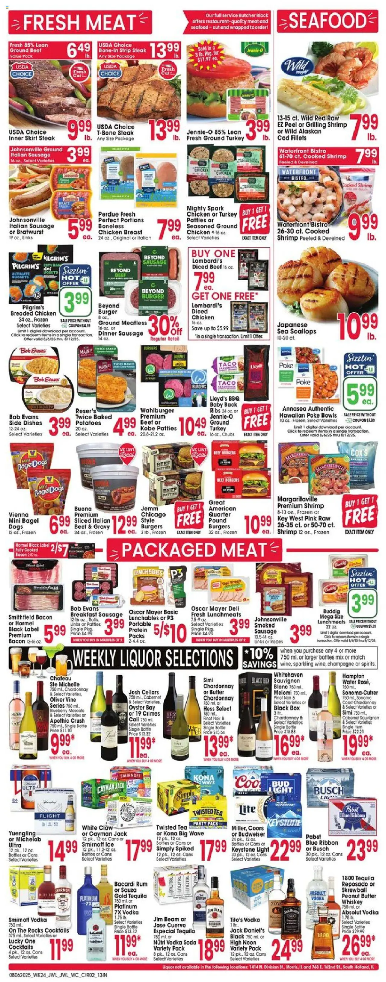 Jewel Osco Weekly Ad - IN - valid from 06.08.2025 | Page: 2 | Products: Tea, Beef, Water, Sausage